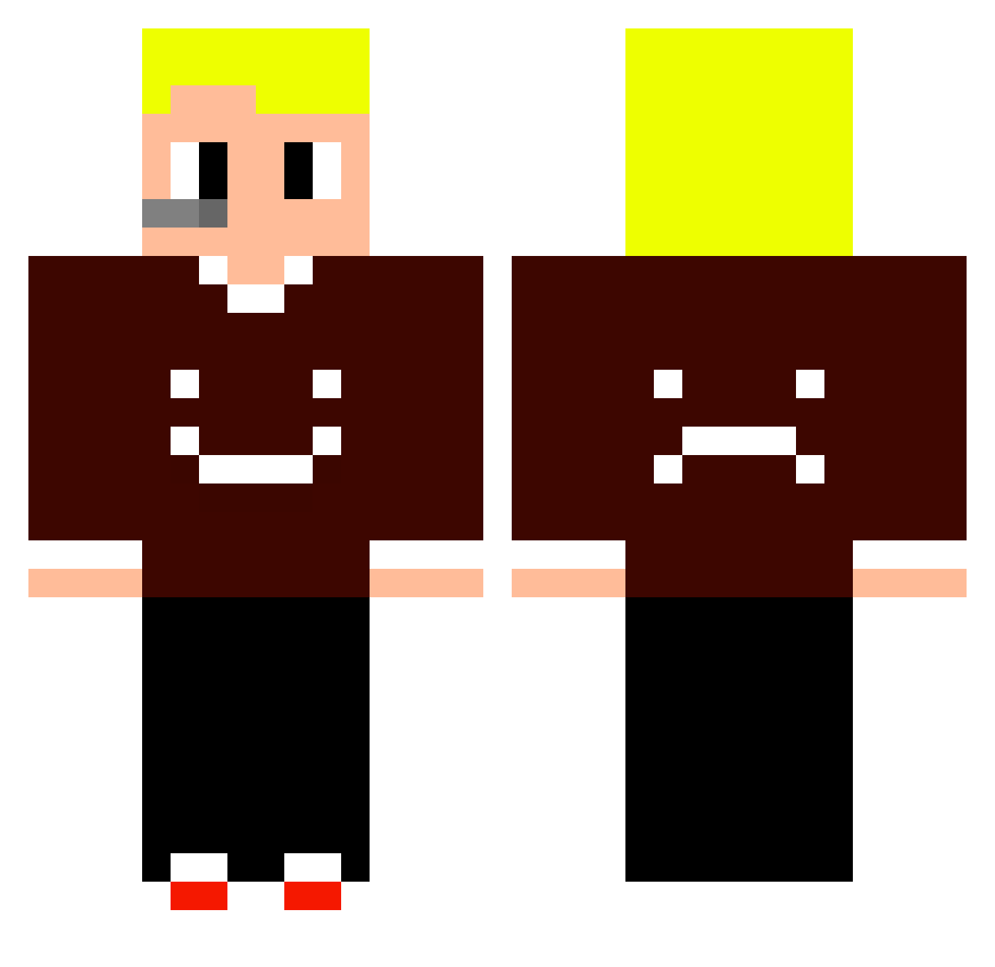 Viggblaster Minecraft skin, front and back view
