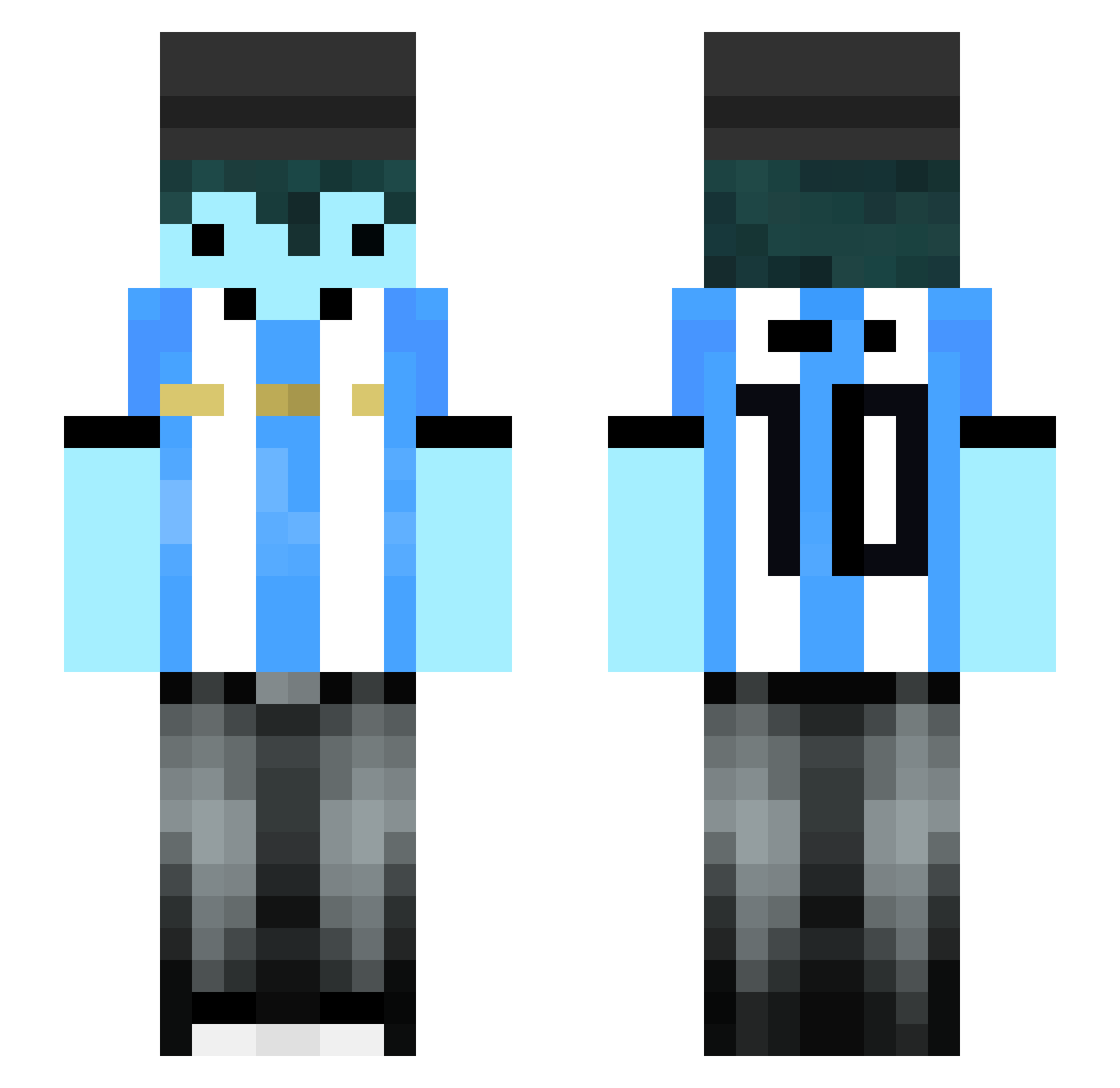 Cyaanz Minecraft skin, front and back view