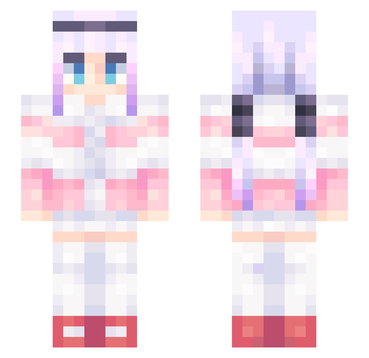 FluffyUnicorn393 Minecraft skin, front and back view
