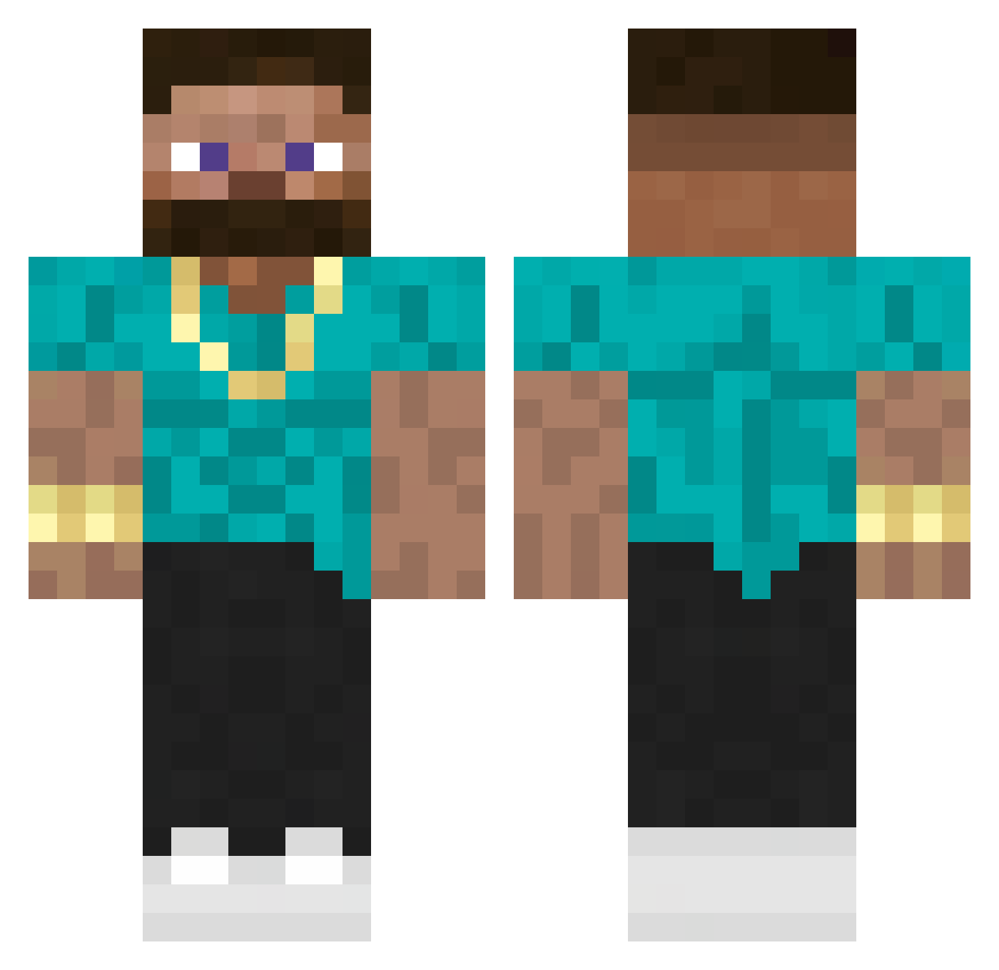 calam Minecraft skin, front and back view