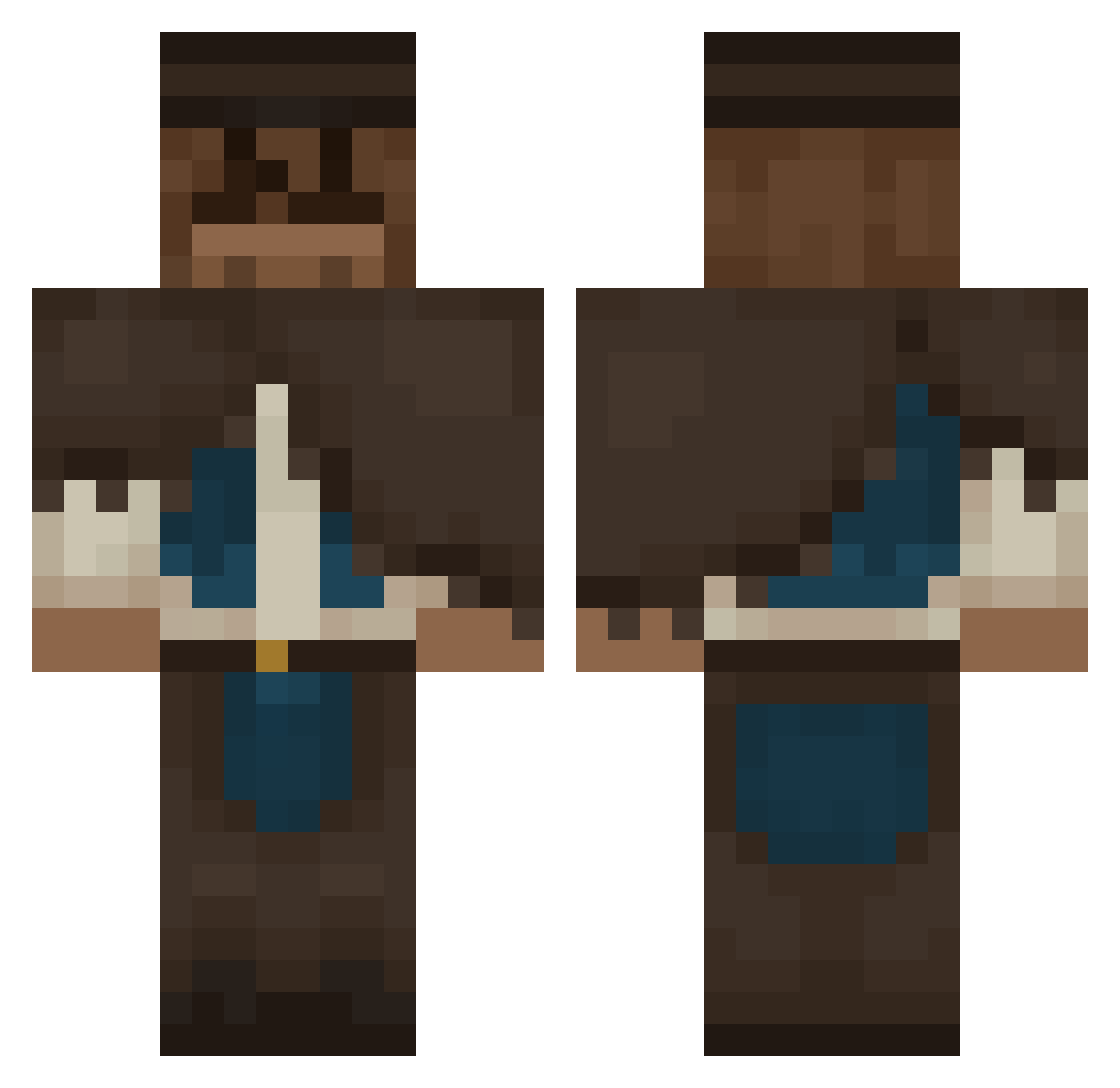 Panic_aah Minecraft skin, front and back view