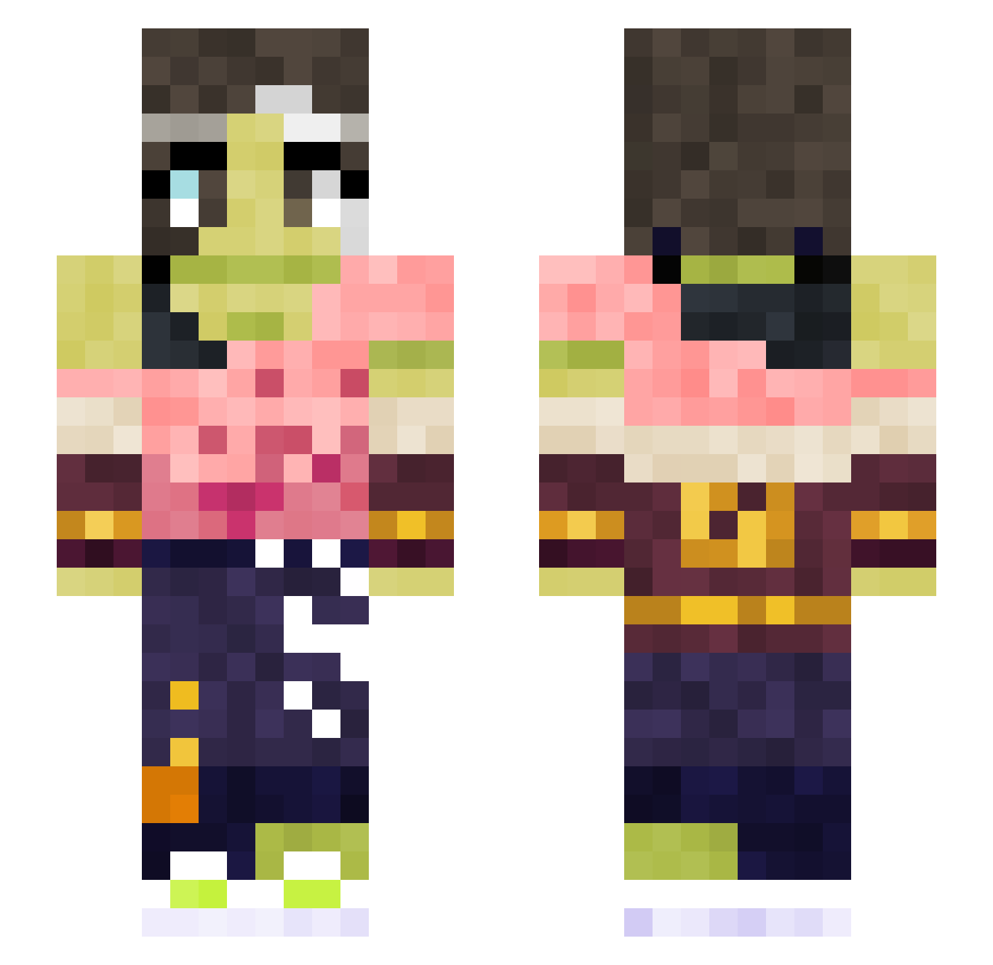 moxpunk Minecraft skin, front and back view