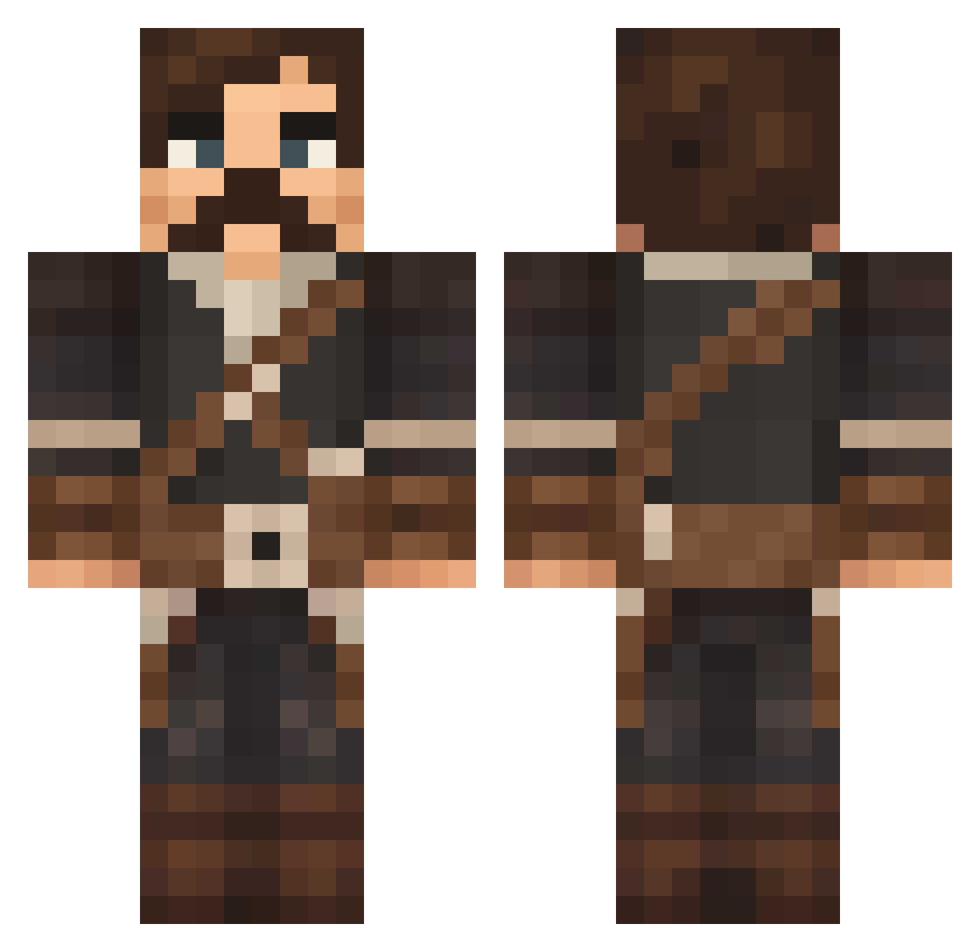Aljertx Minecraft skin, front and back view