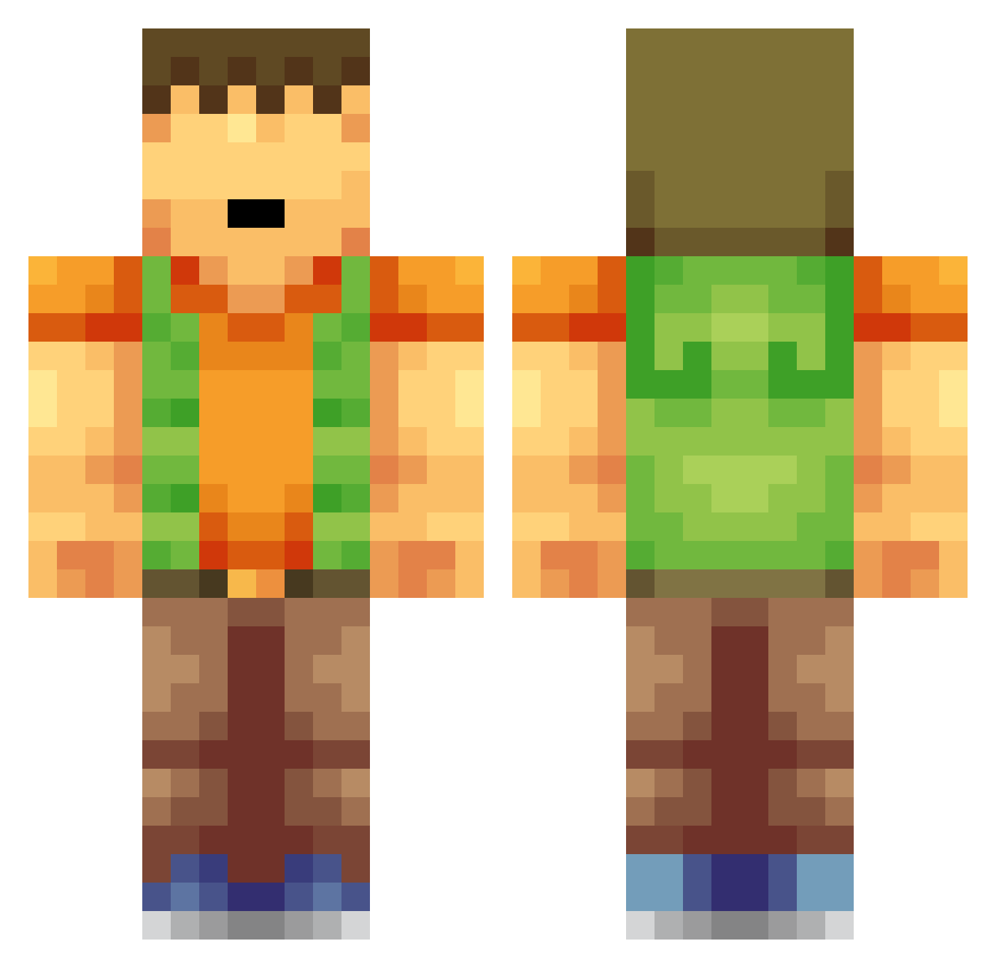 MrCroquetas Minecraft skin, front and back view
