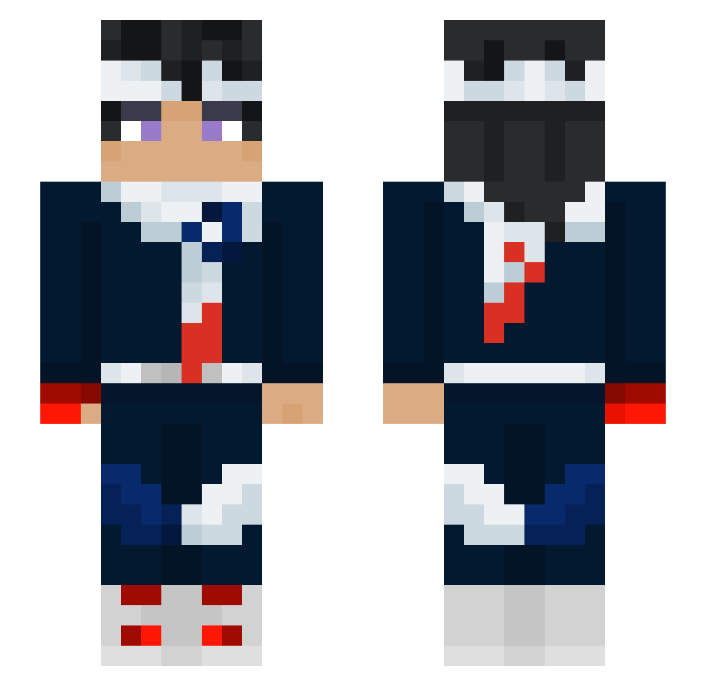 Rakutsu Minecraft skin, front and back view