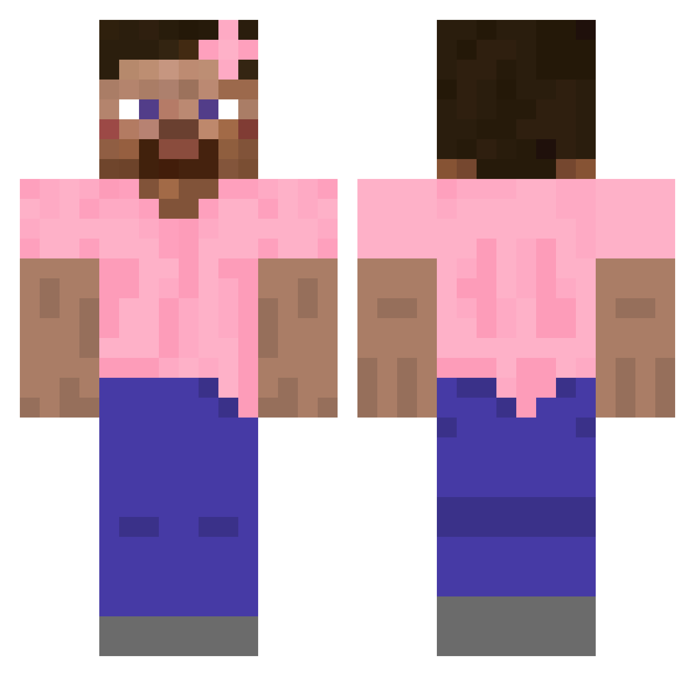 Seepy Minecraft skin, front and back view