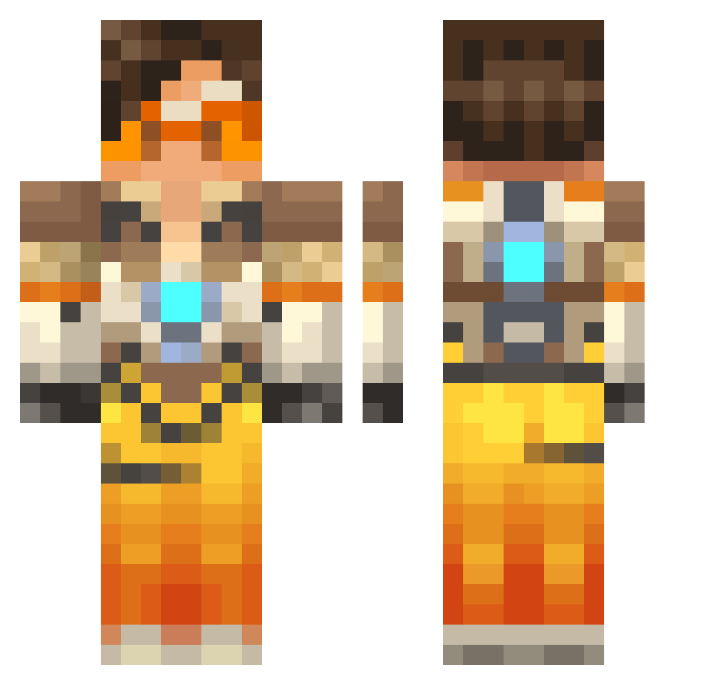 Afdy Minecraft skin, front and back view