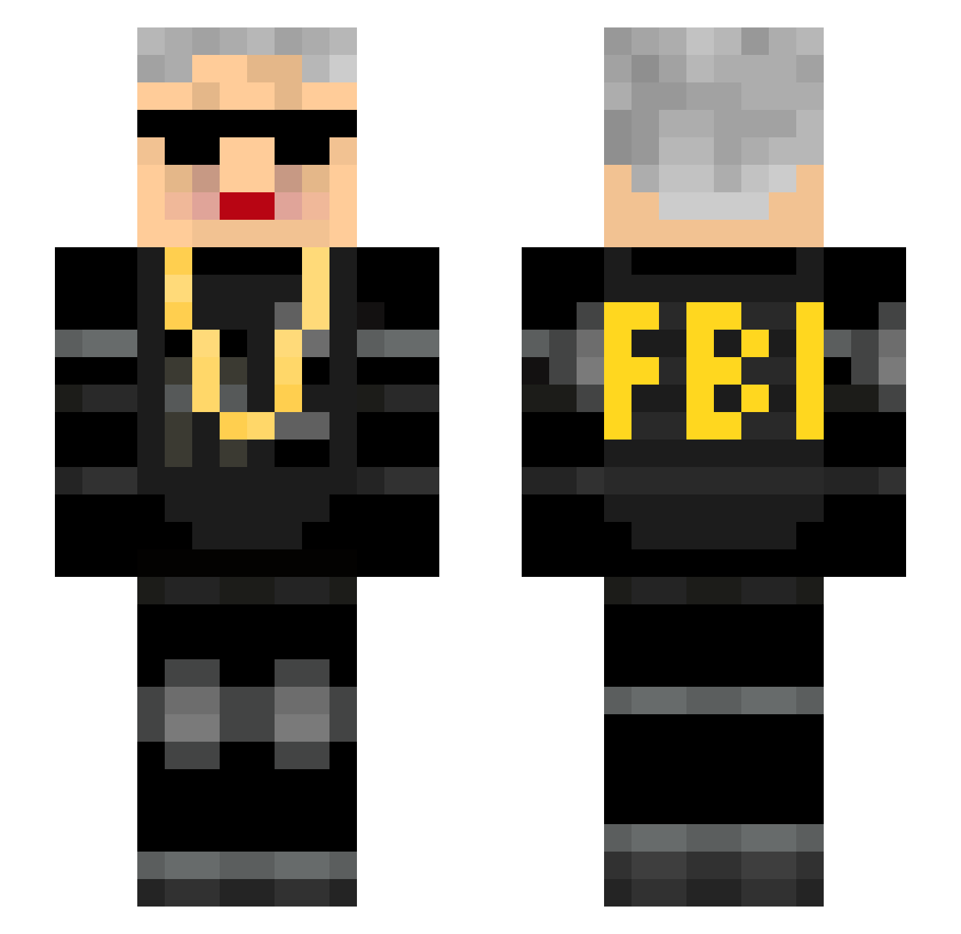 BabciaFBI Minecraft skin, front and back view