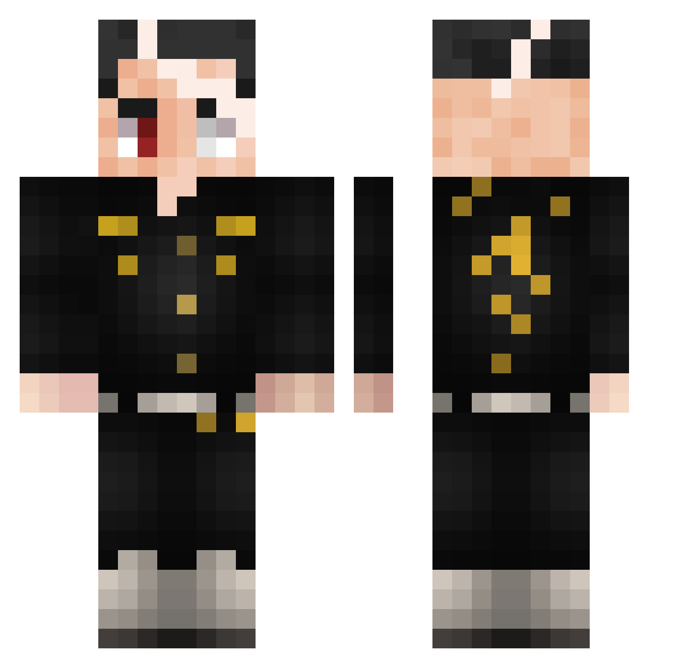 Quiixotic Minecraft skin, front and back view