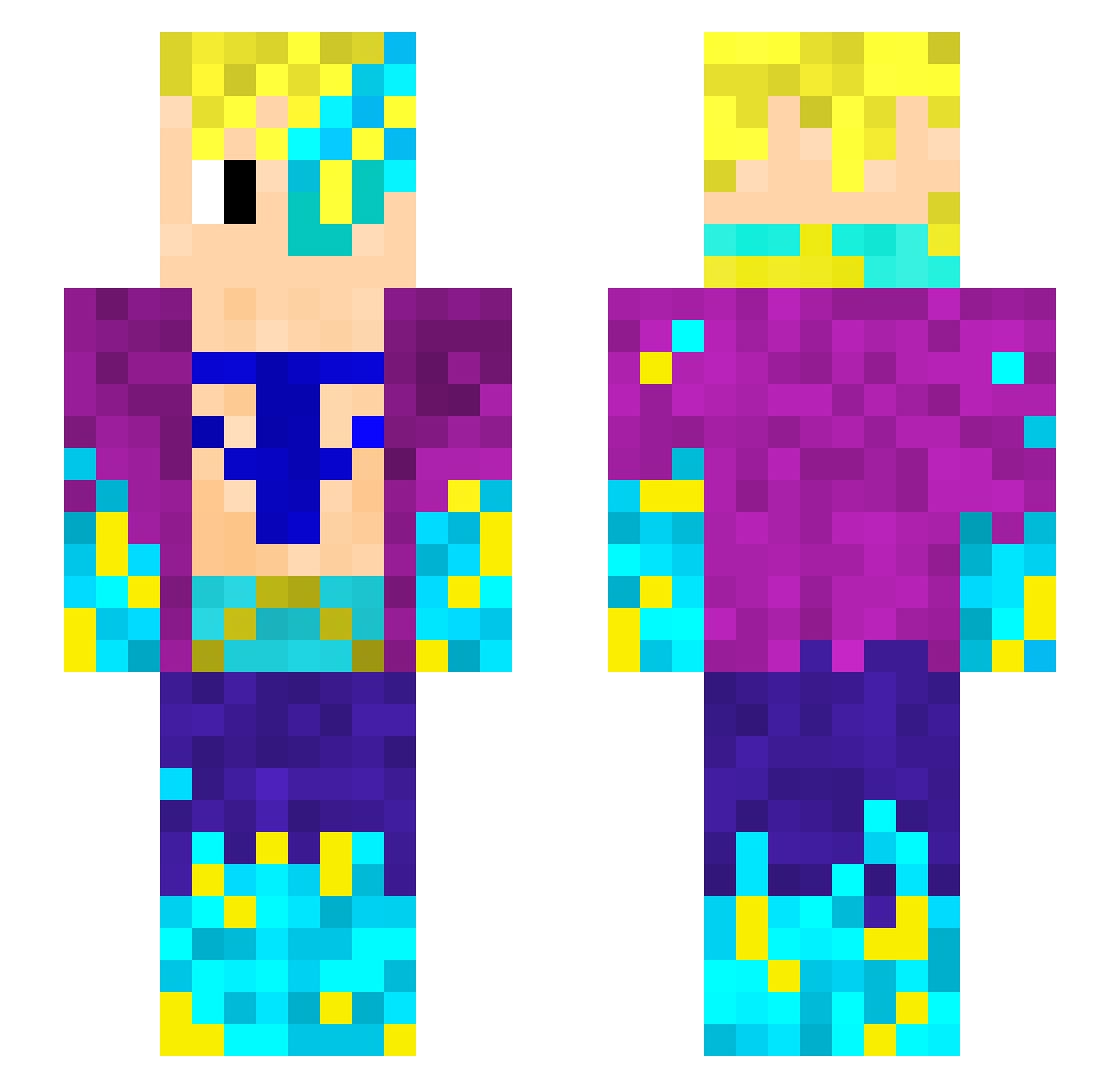 Gekid0 Minecraft skin, front and back view