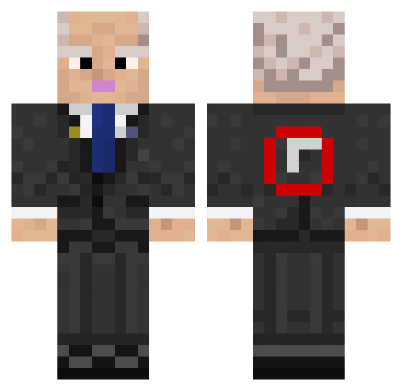 KybaGm Minecraft skin, front and back view