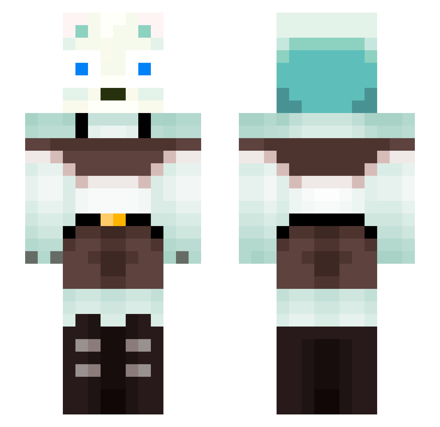 Calamiite Minecraft skin, front and back view