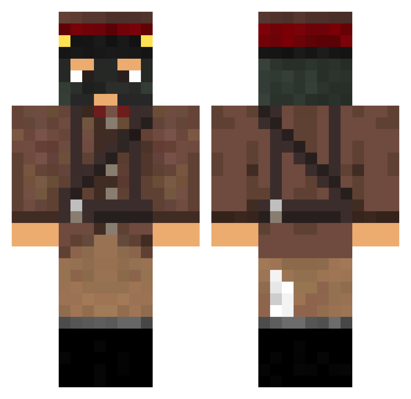 Traumatization Minecraft skin, front and back view