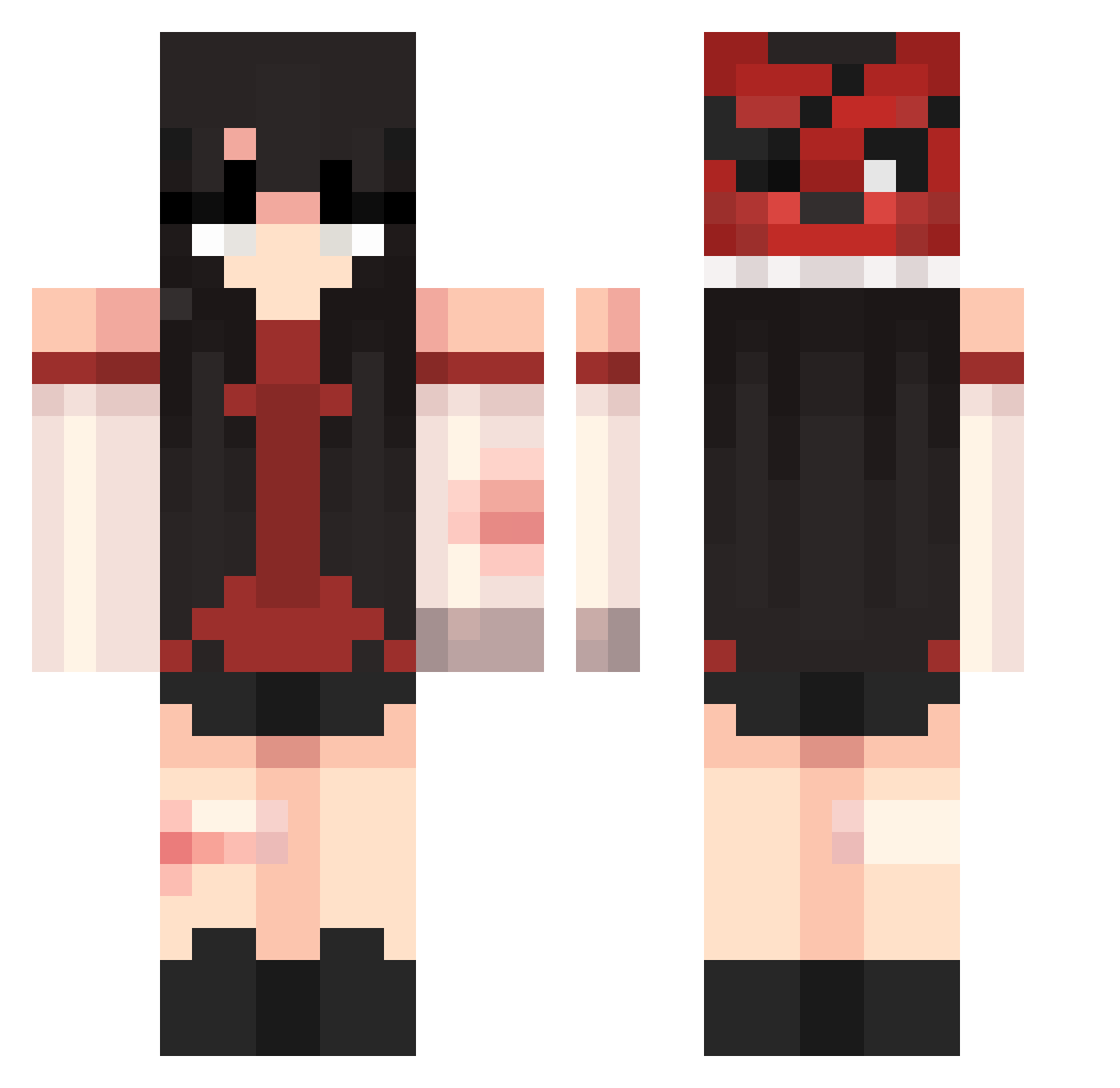 savethevees Minecraft skin, front and back view