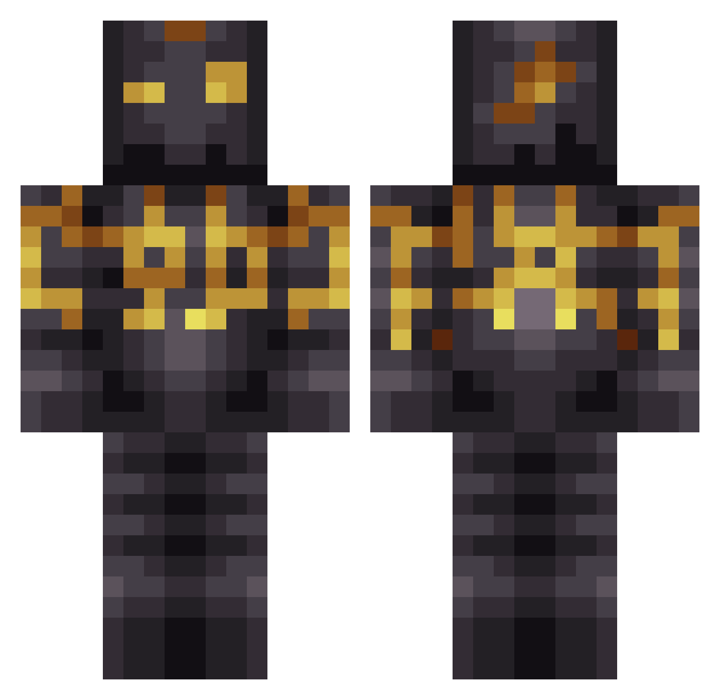 Trimg Minecraft skin, front and back view