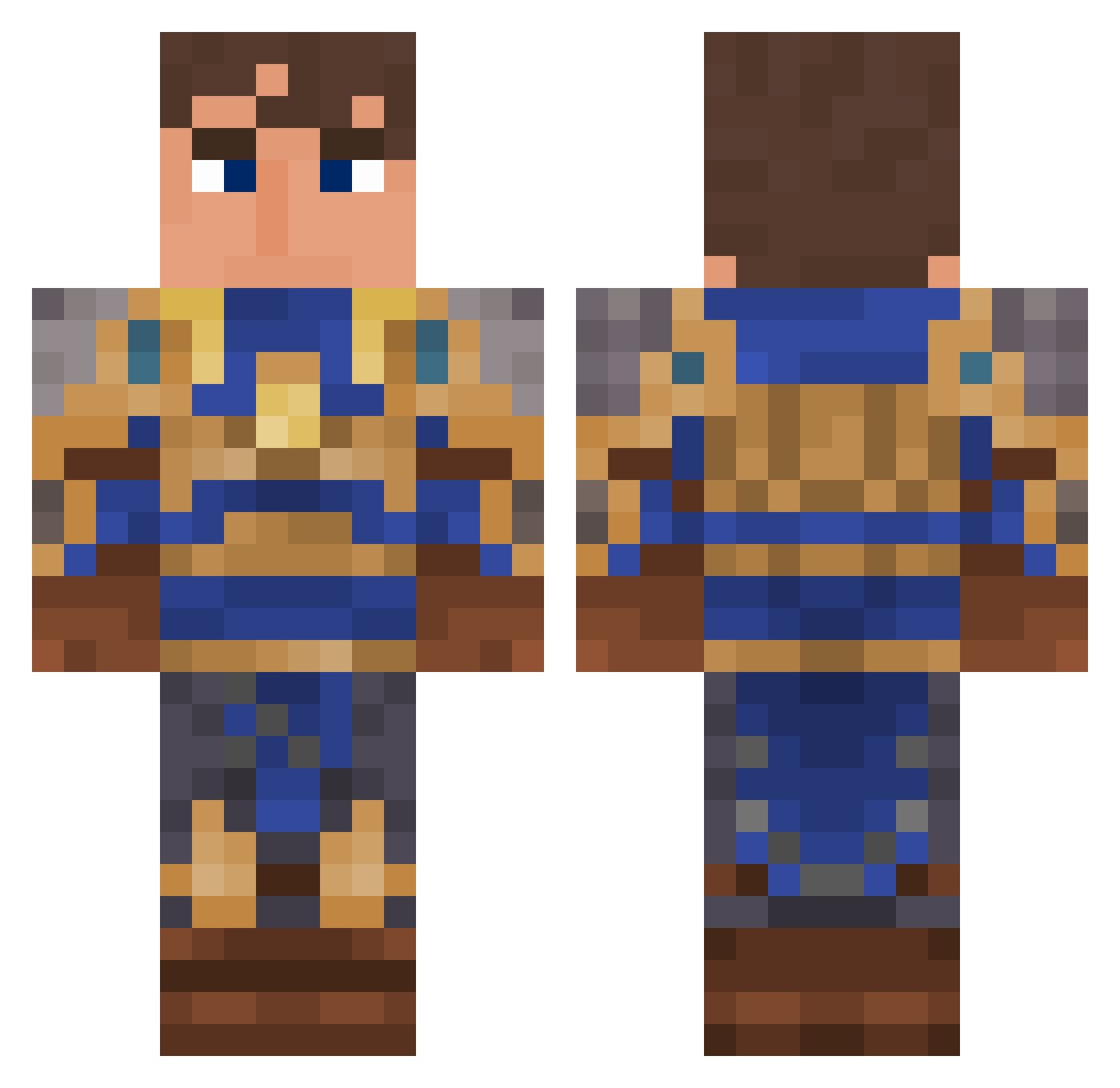 Weirdru Minecraft skin, front and back view