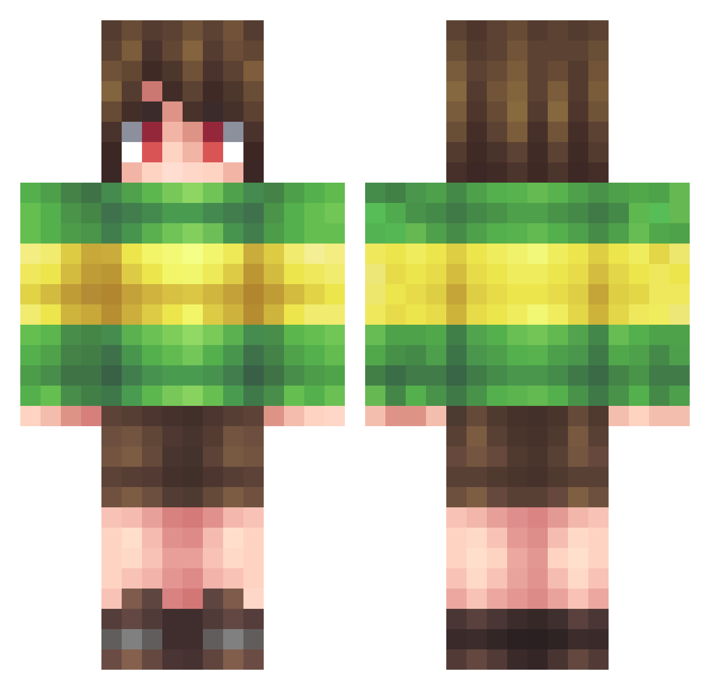 DaddyYuu Minecraft skin, front and back view