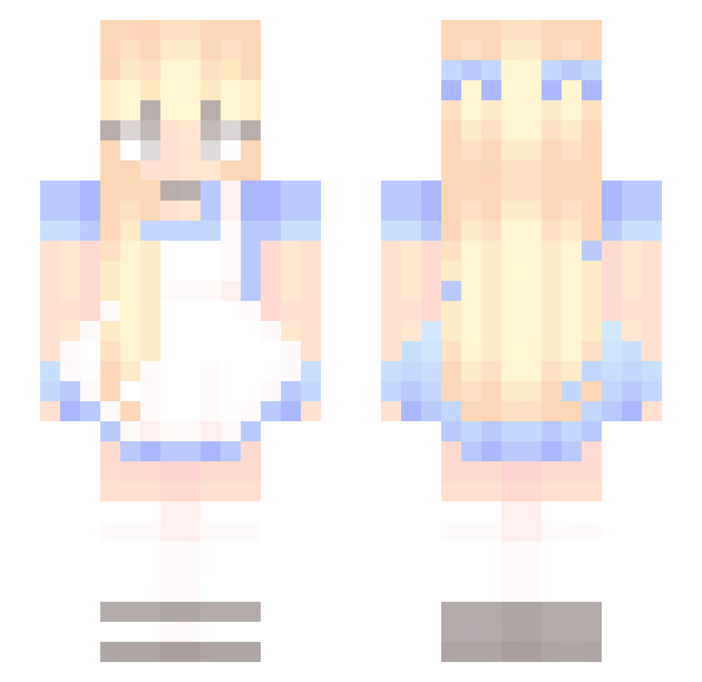 Shaolina Minecraft skin, front and back view