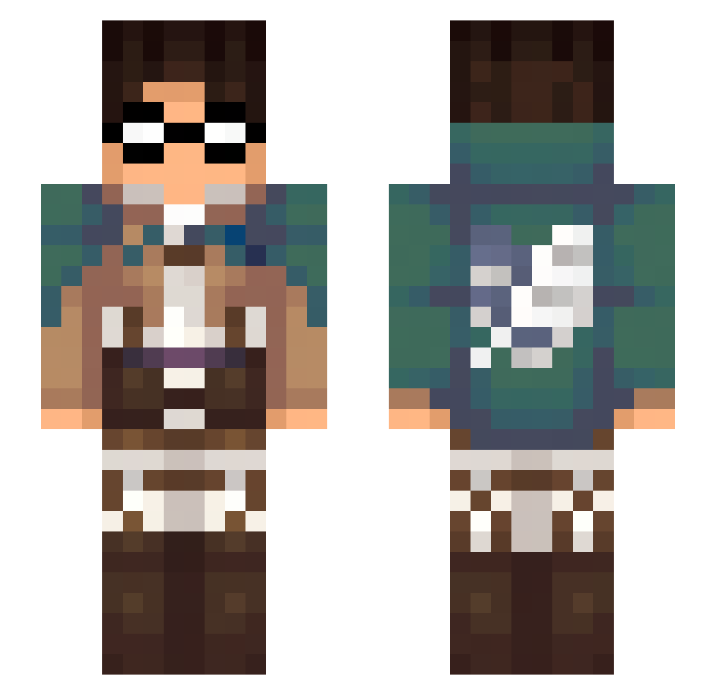 victinlo Minecraft skin, front and back view