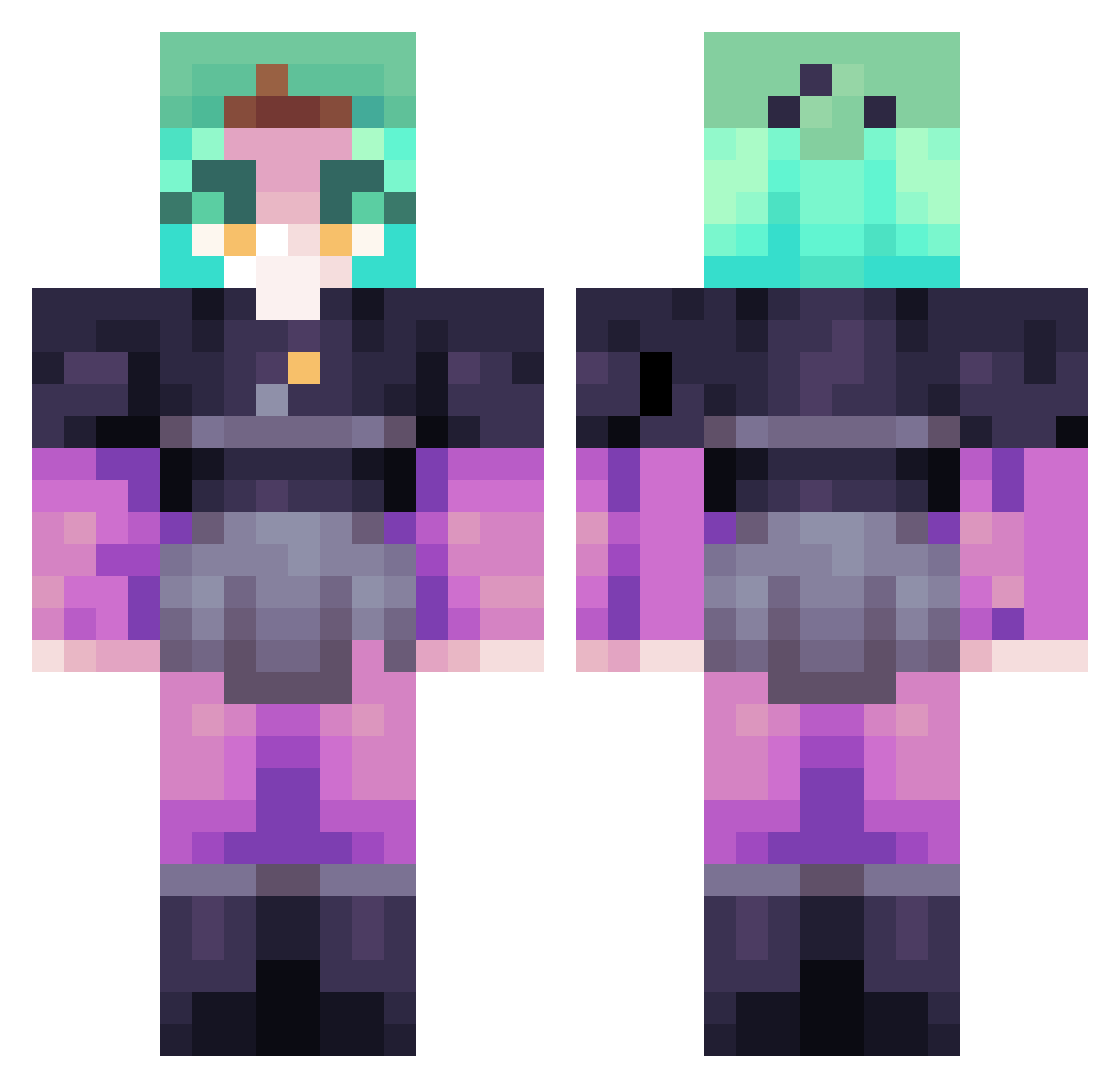 raveXfV0Molg Minecraft skin, front and back view