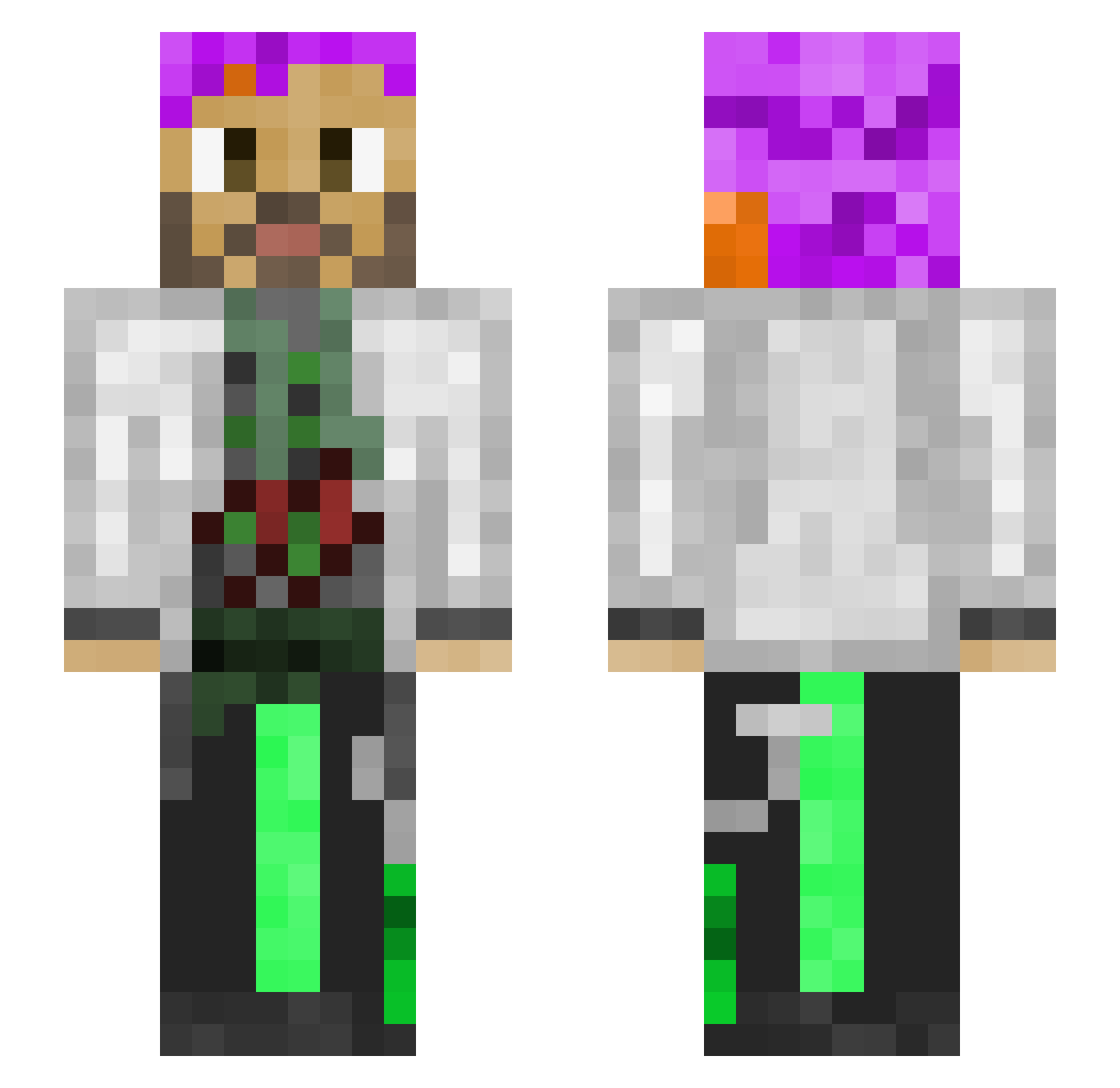 Boubou64 Minecraft skin, front and back view