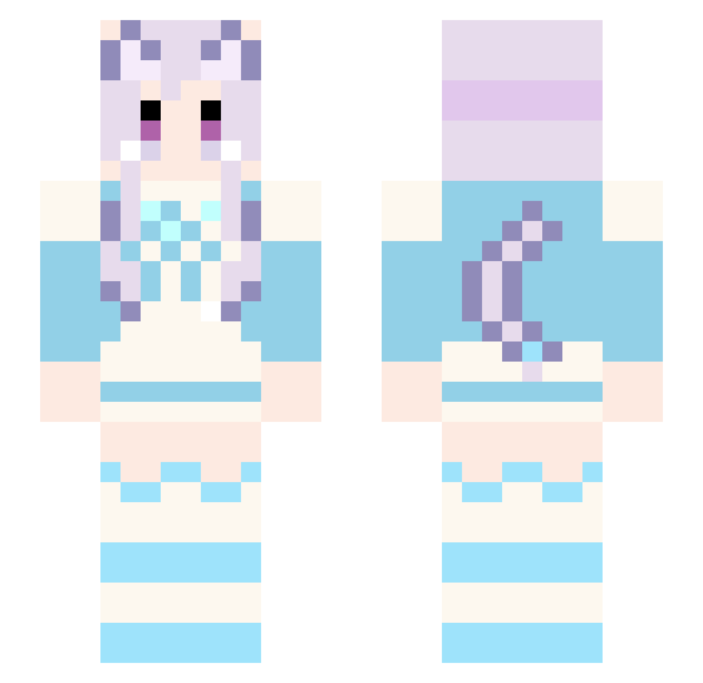 Acacyal Minecraft skin, front and back view