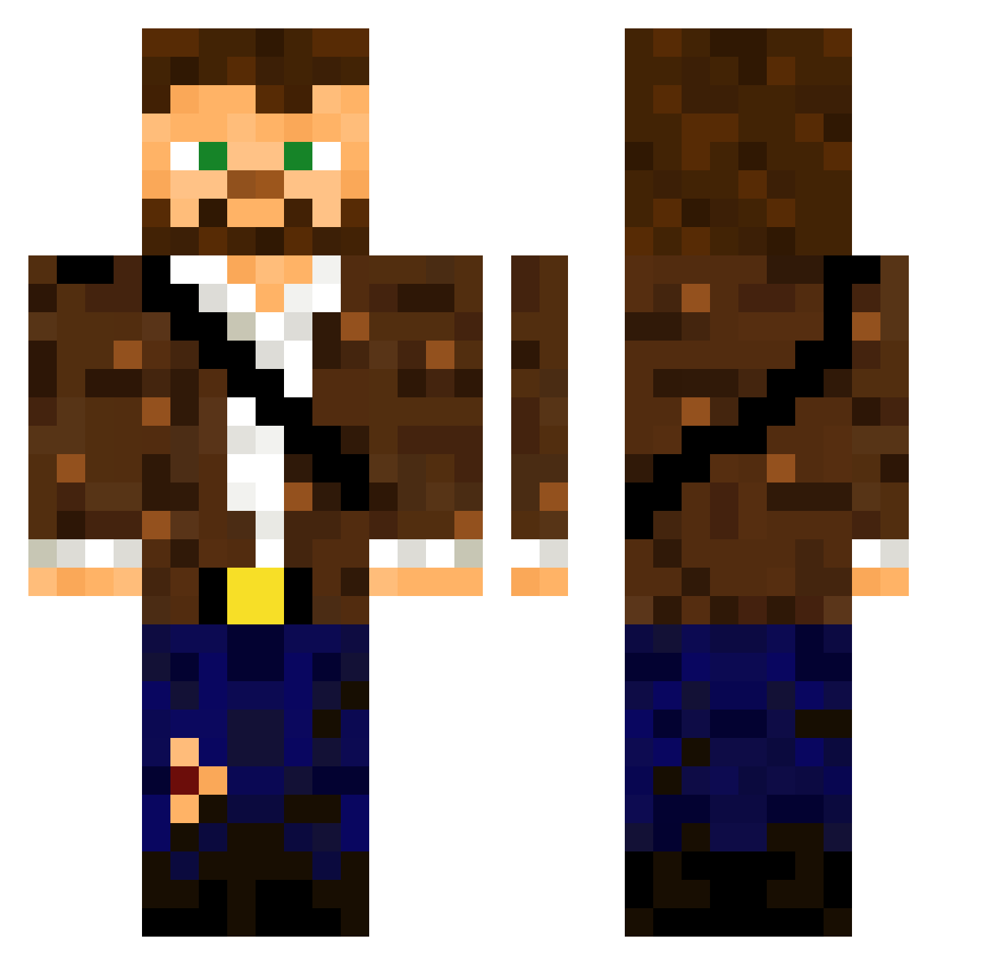 Bungler Minecraft skin, front and back view