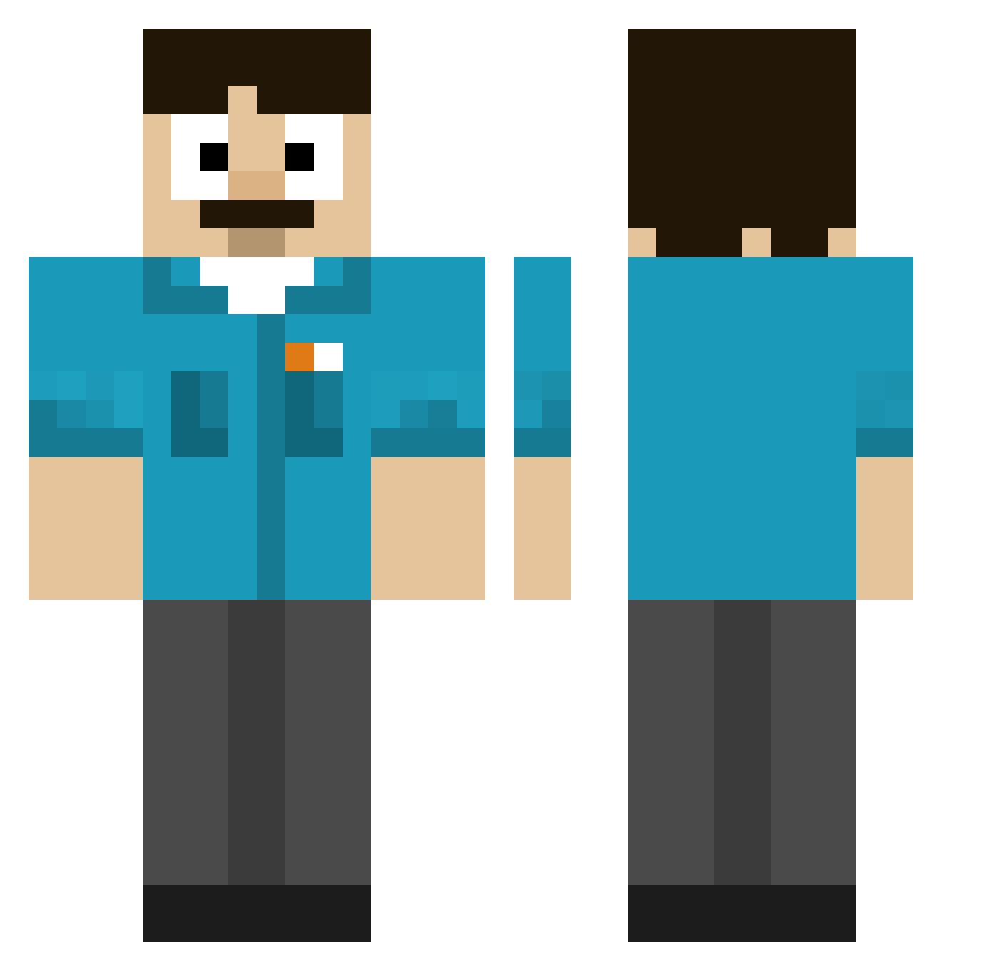 ghosteye141 Minecraft skin, front and back view