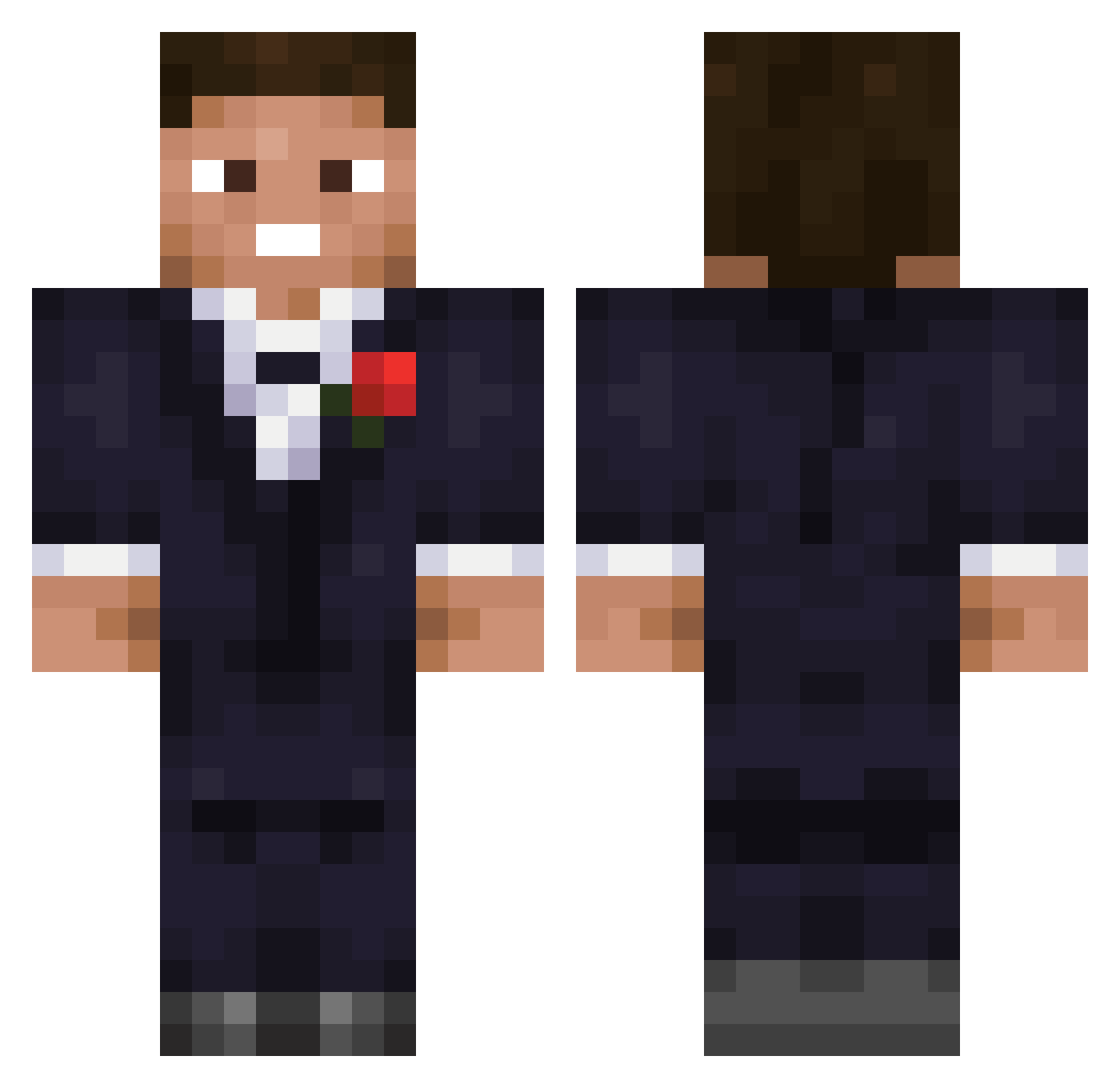 Flyox20 Minecraft skin, front and back view