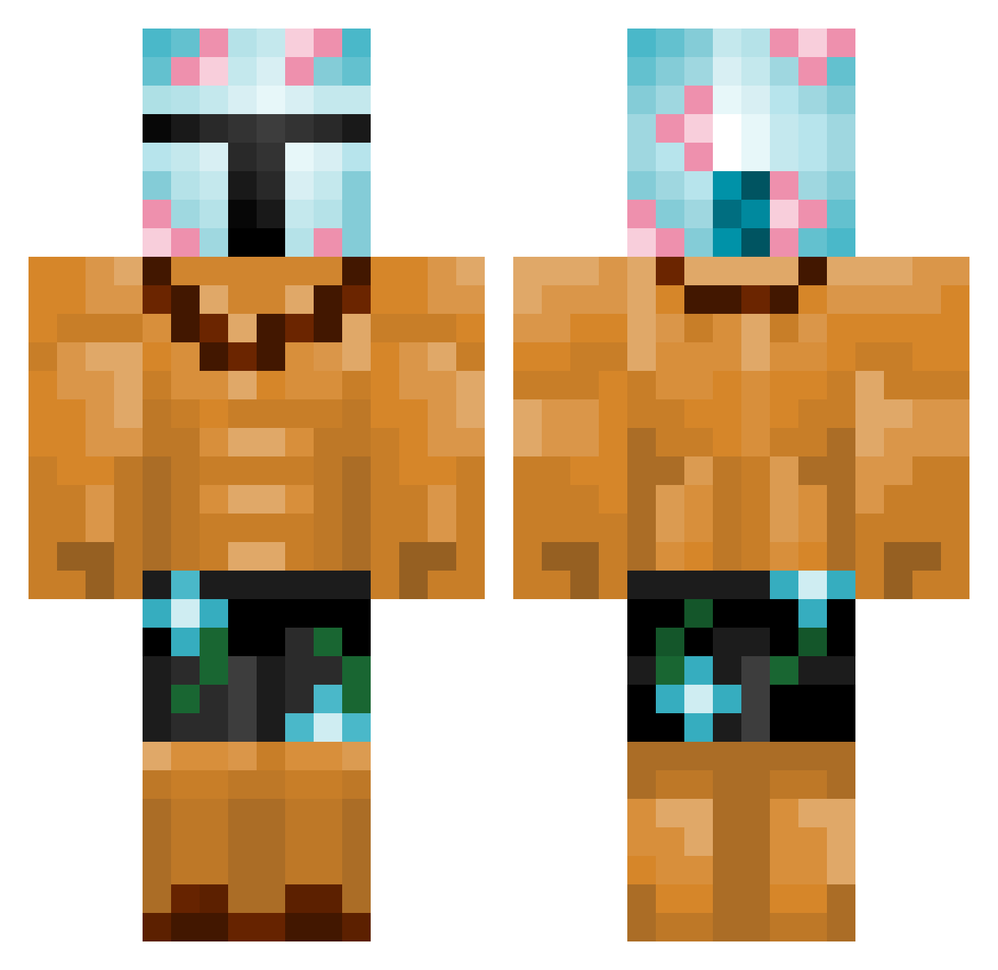 Chicco99 Minecraft skin, front and back view