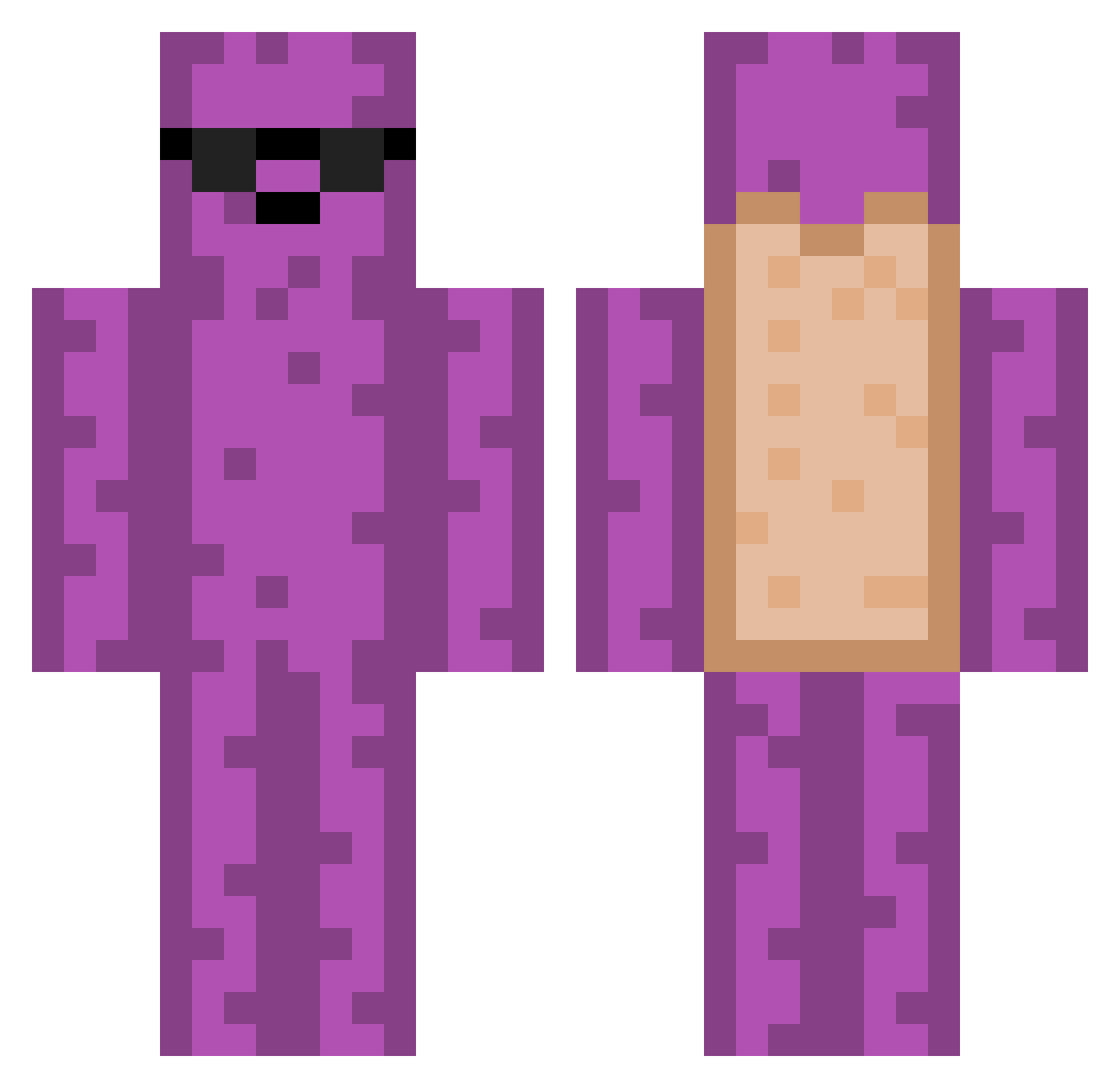 Jellysoson Minecraft skin, front and back view