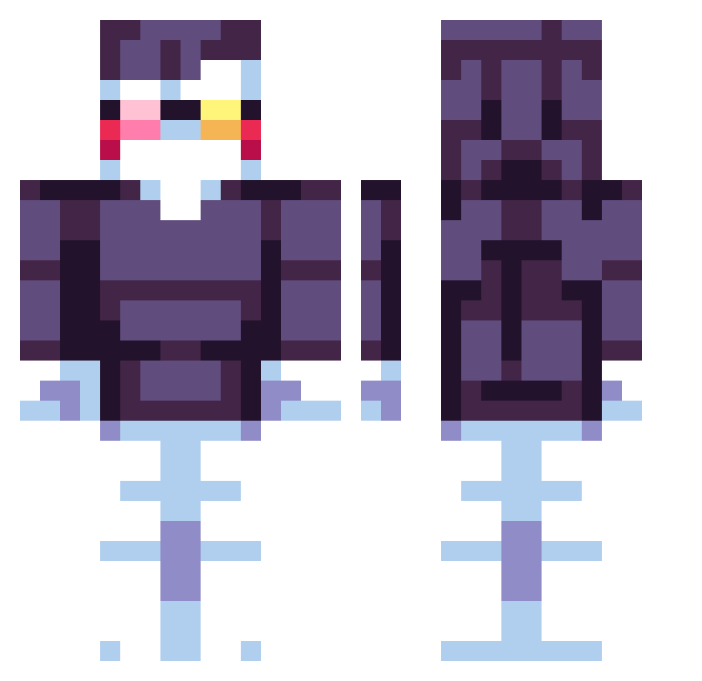 QWERYIP Minecraft skin, front and back view