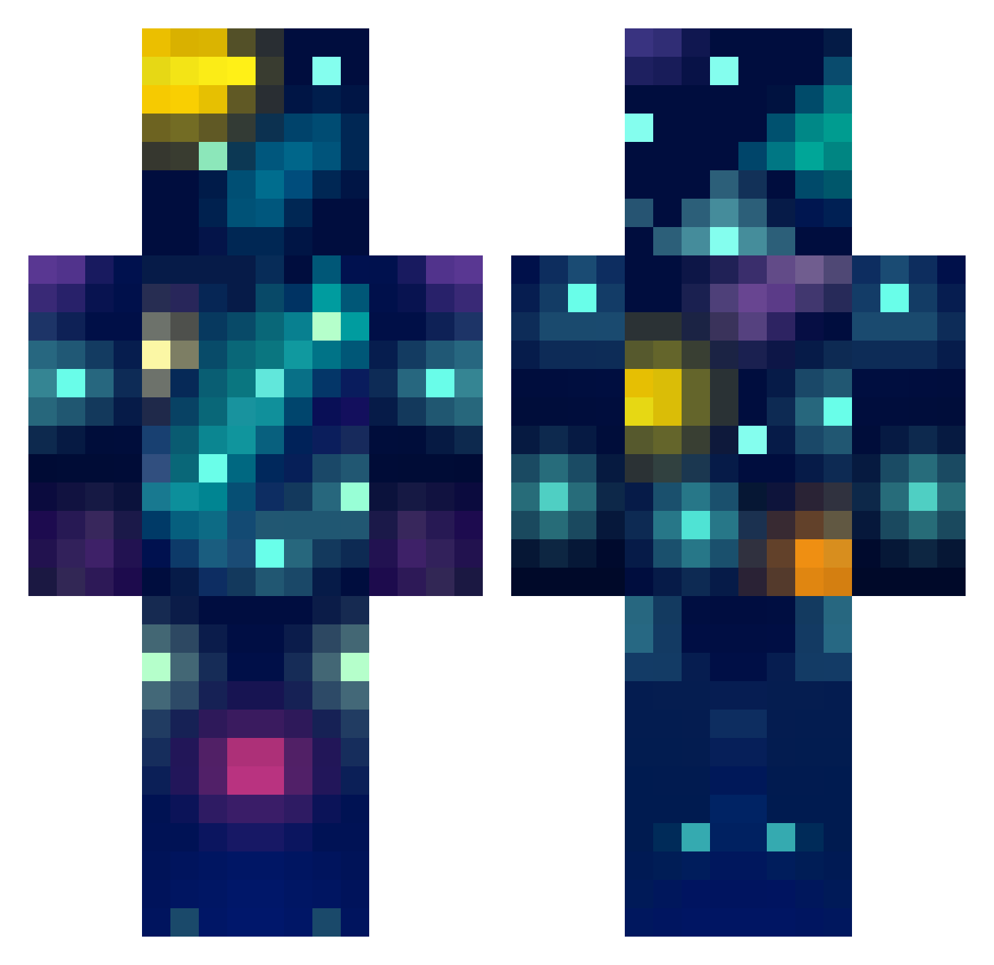 QWZU Minecraft skin, front and back view