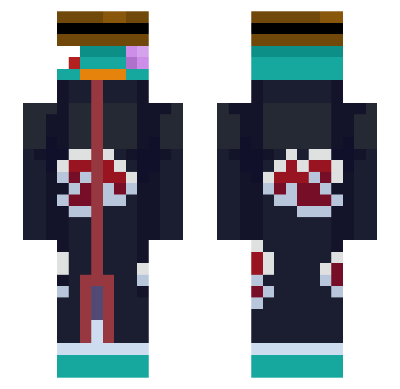 Navn5 Minecraft skin, front and back view