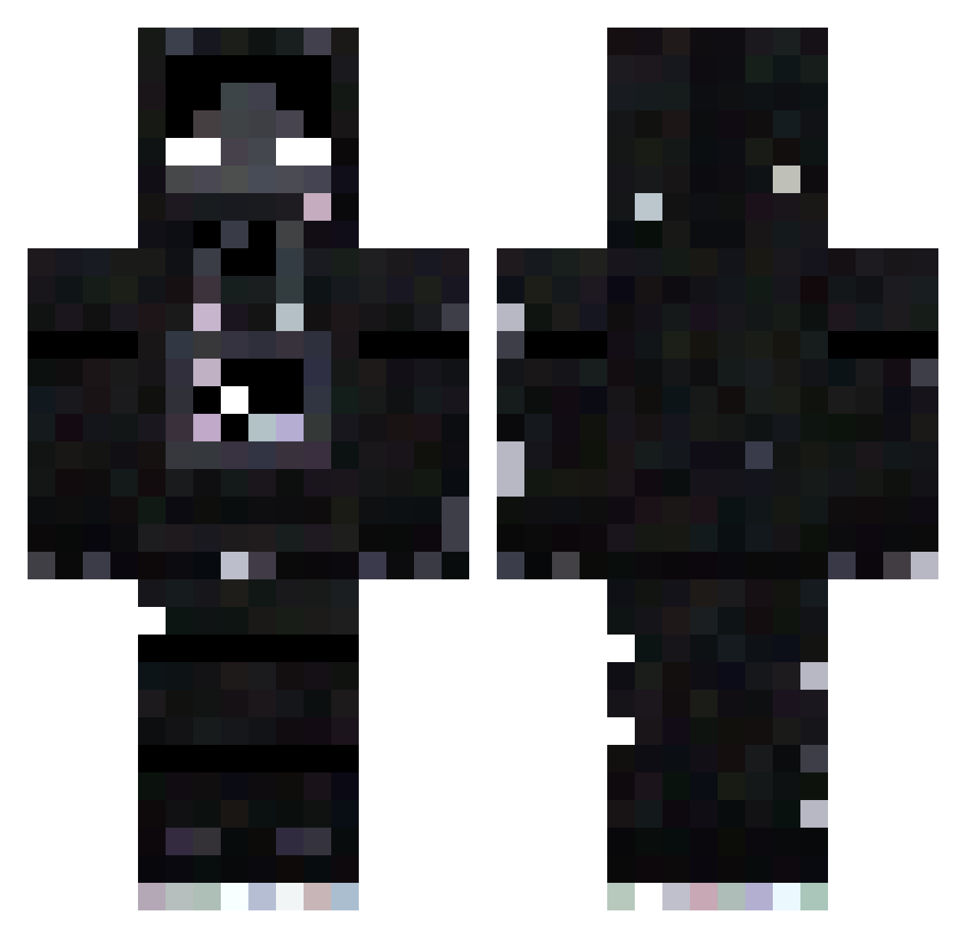 Vi1sasM1es Minecraft skin, front and back view