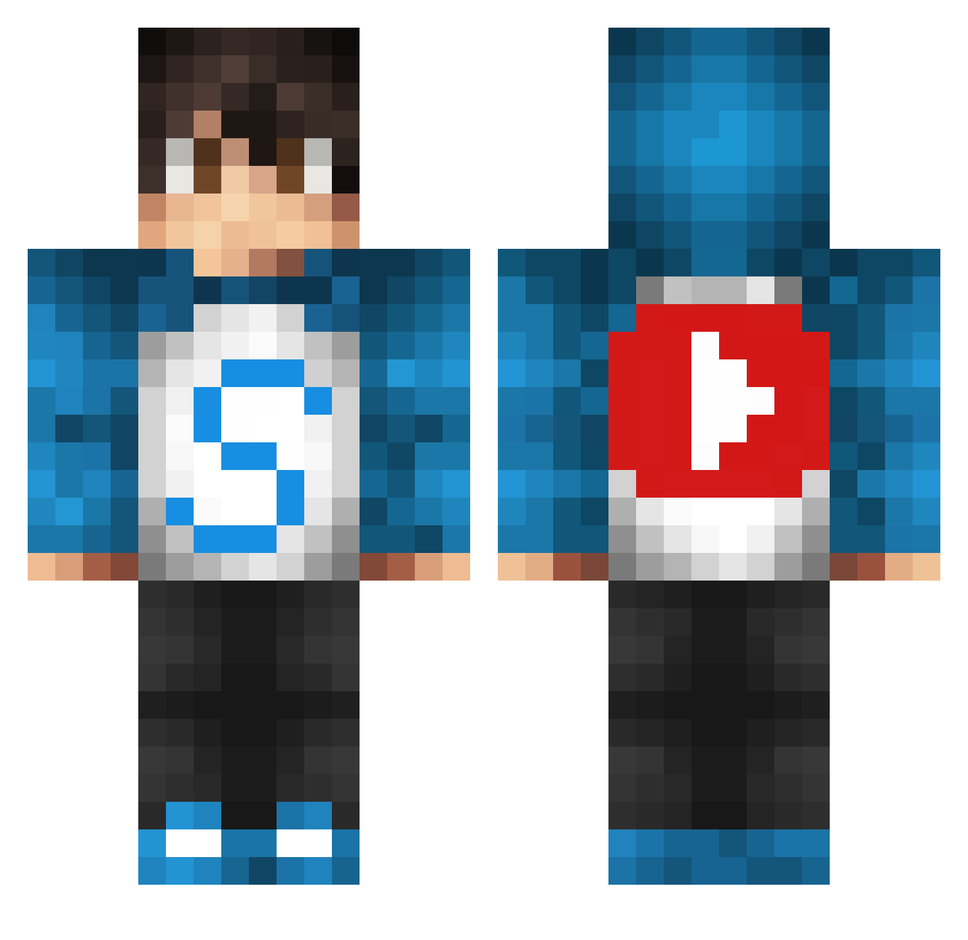 MessiMCR Minecraft skin, front and back view