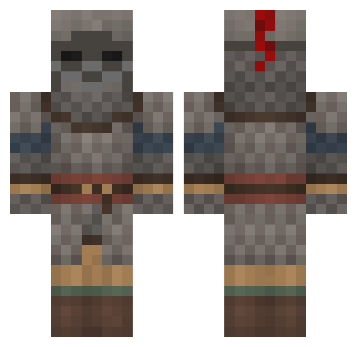 PerformanceCream Minecraft skin, front and back view
