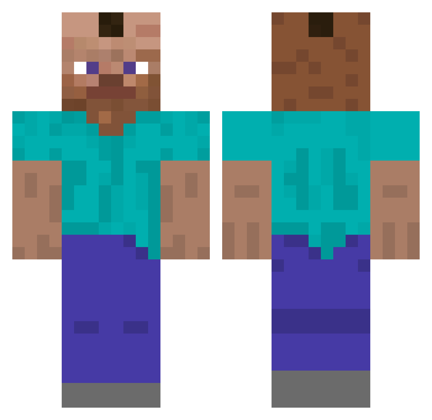 QuickHandSEKI Minecraft skin, front and back view