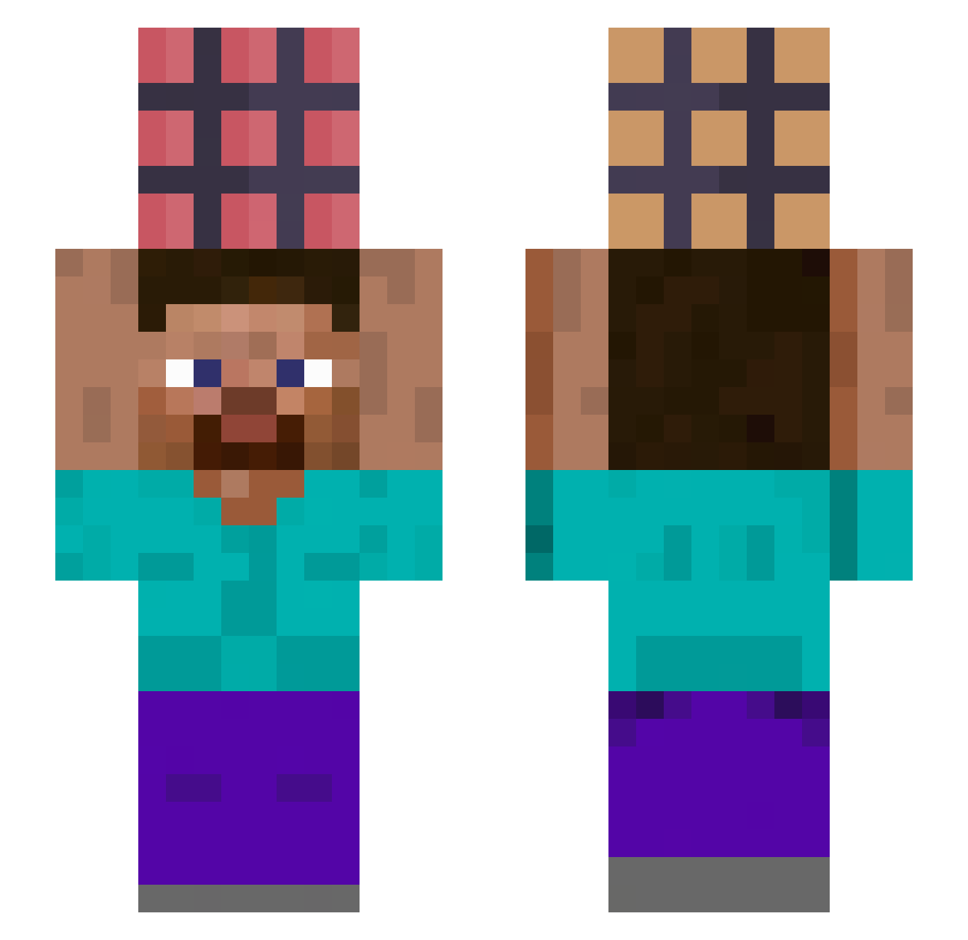xCqbe Minecraft skin, front and back view