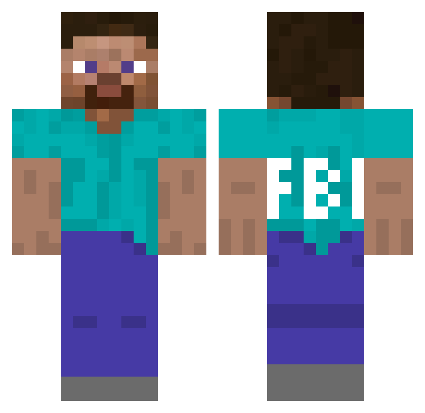 Hubert0112 Minecraft skin, front and back view