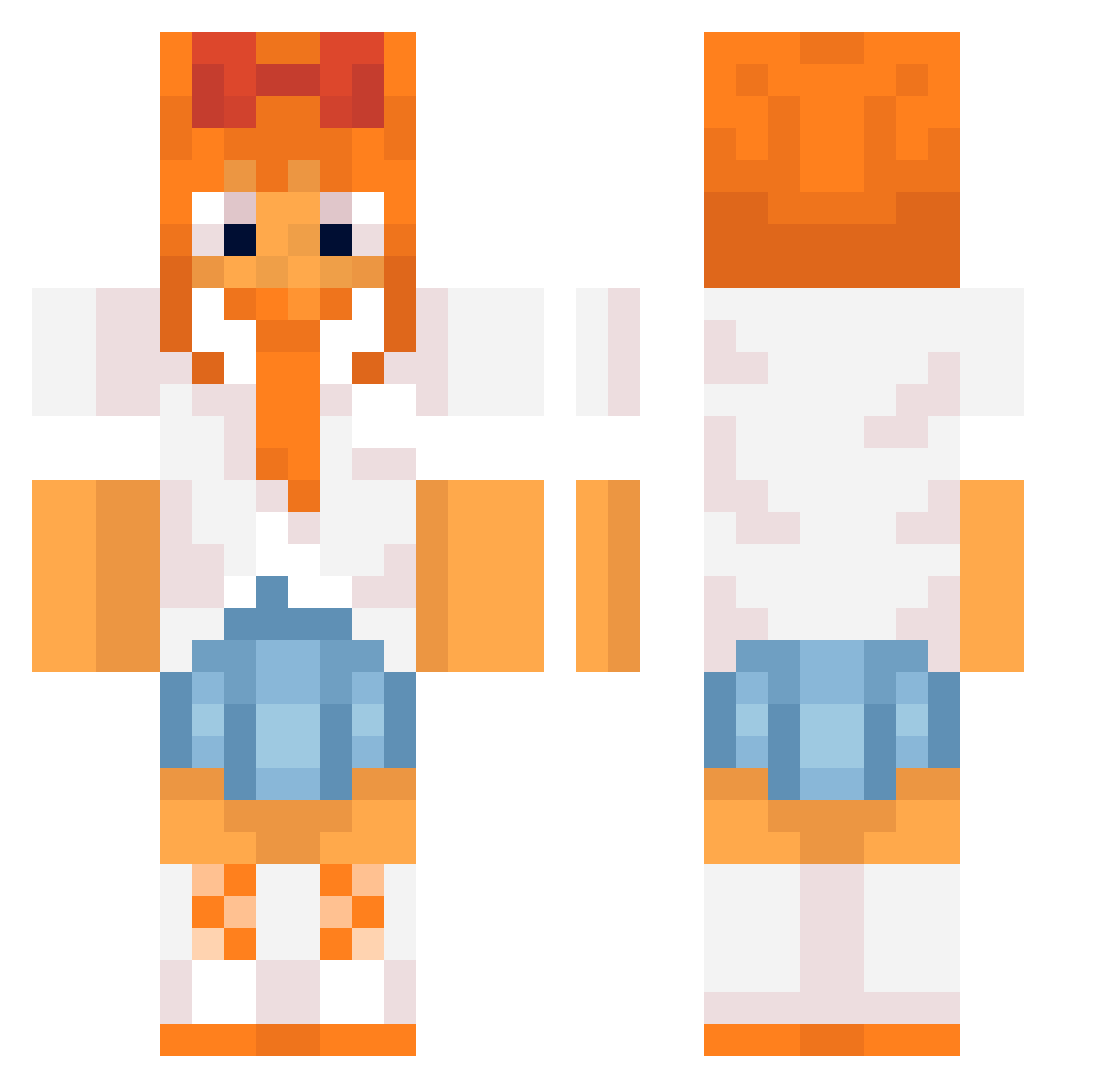 MiiKDoo Minecraft skin, front and back view