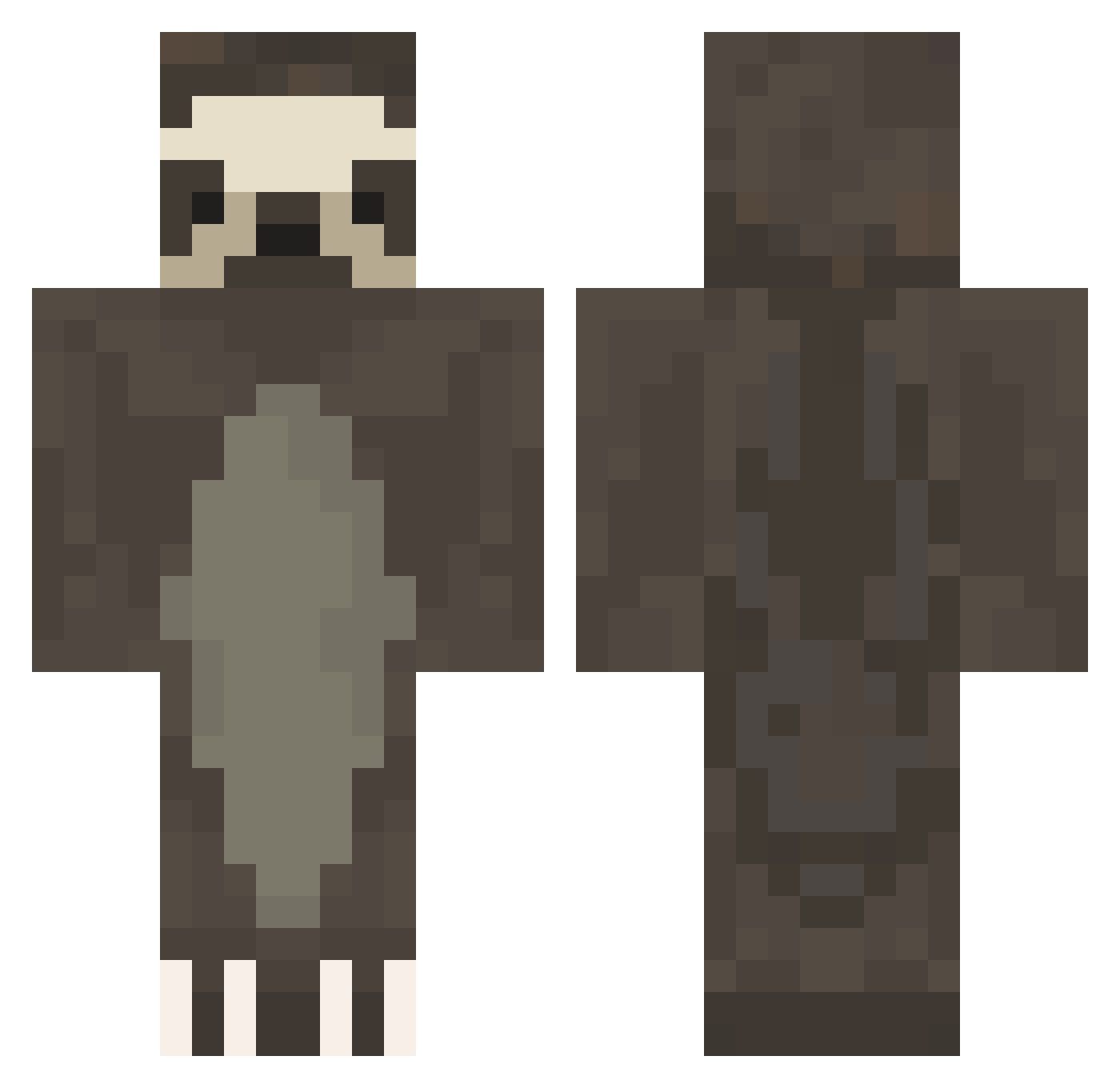 iSl0th Minecraft skin, front and back view