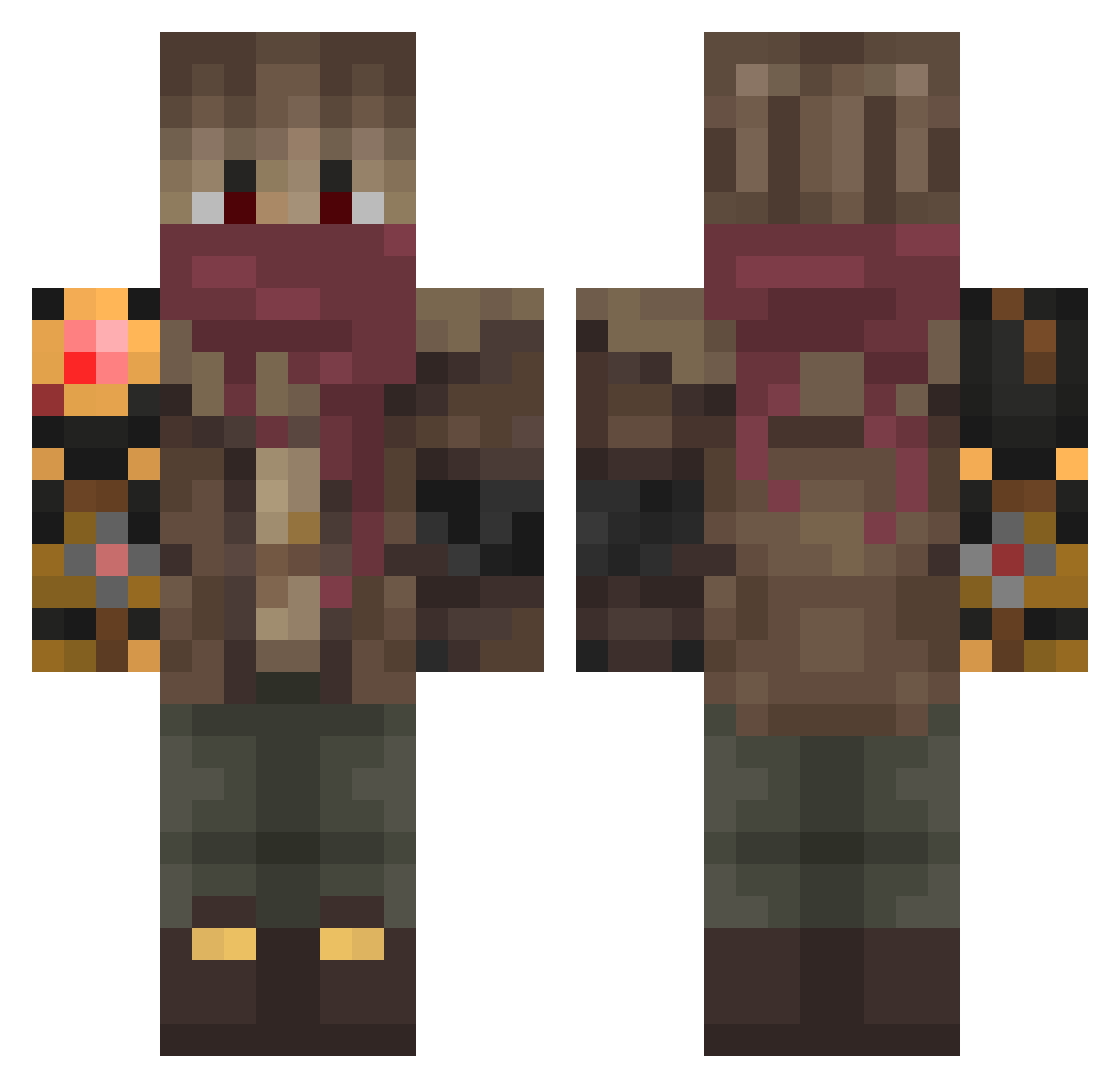 Retege Minecraft skin, front and back view