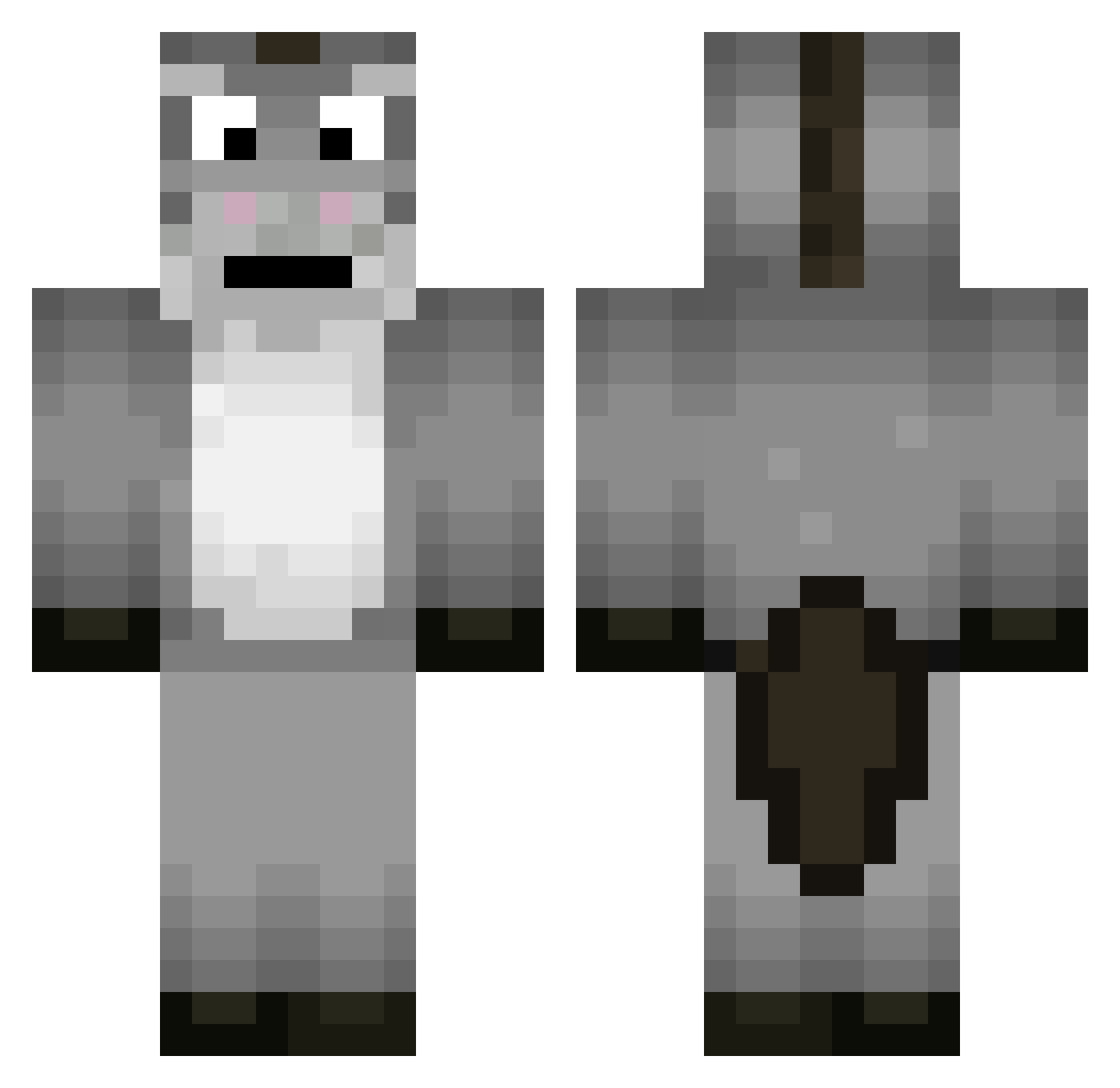 DonkeyGod Minecraft skin, front and back view
