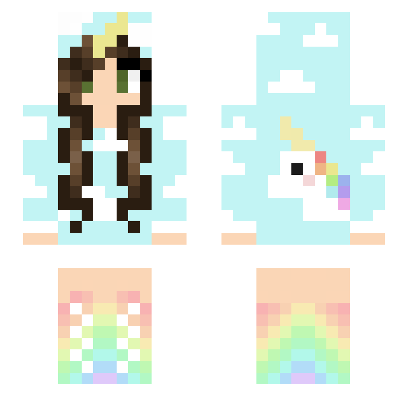 Ellefar Minecraft skin, front and back view