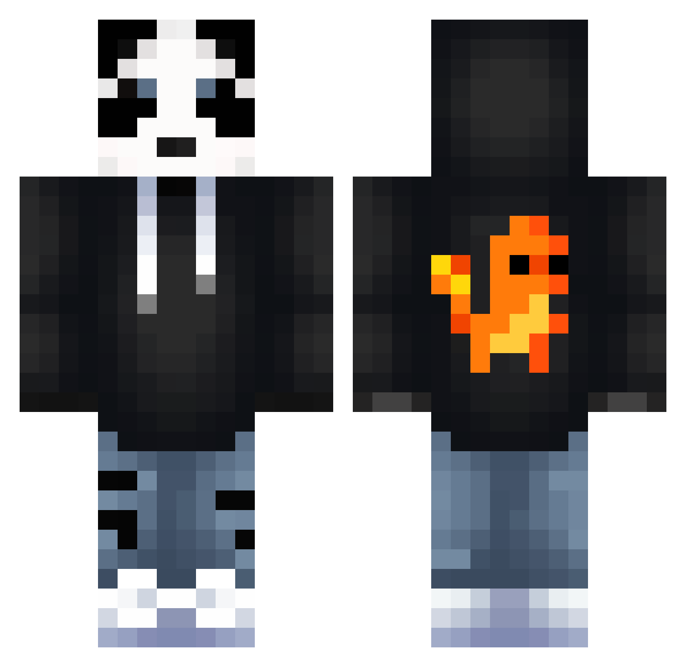 Code_Lunar Minecraft skin, front and back view