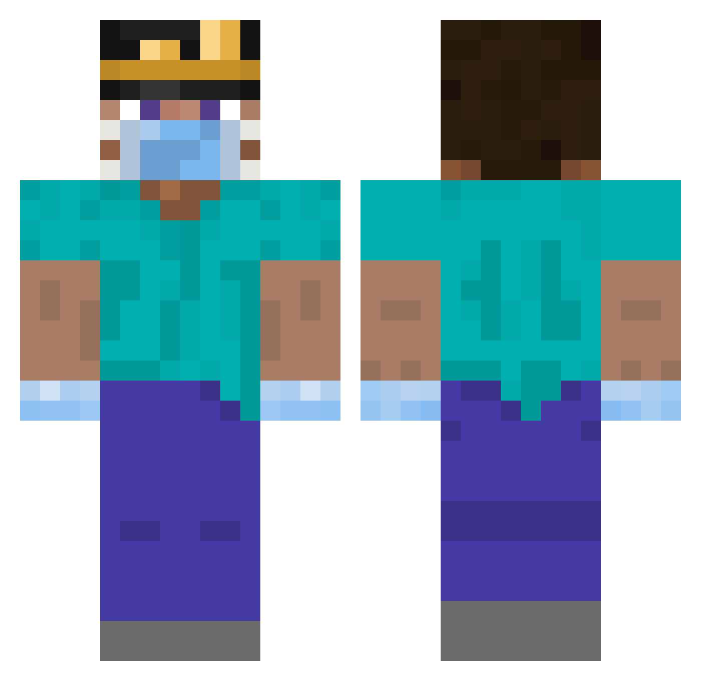 Moyino Minecraft skin, front and back view