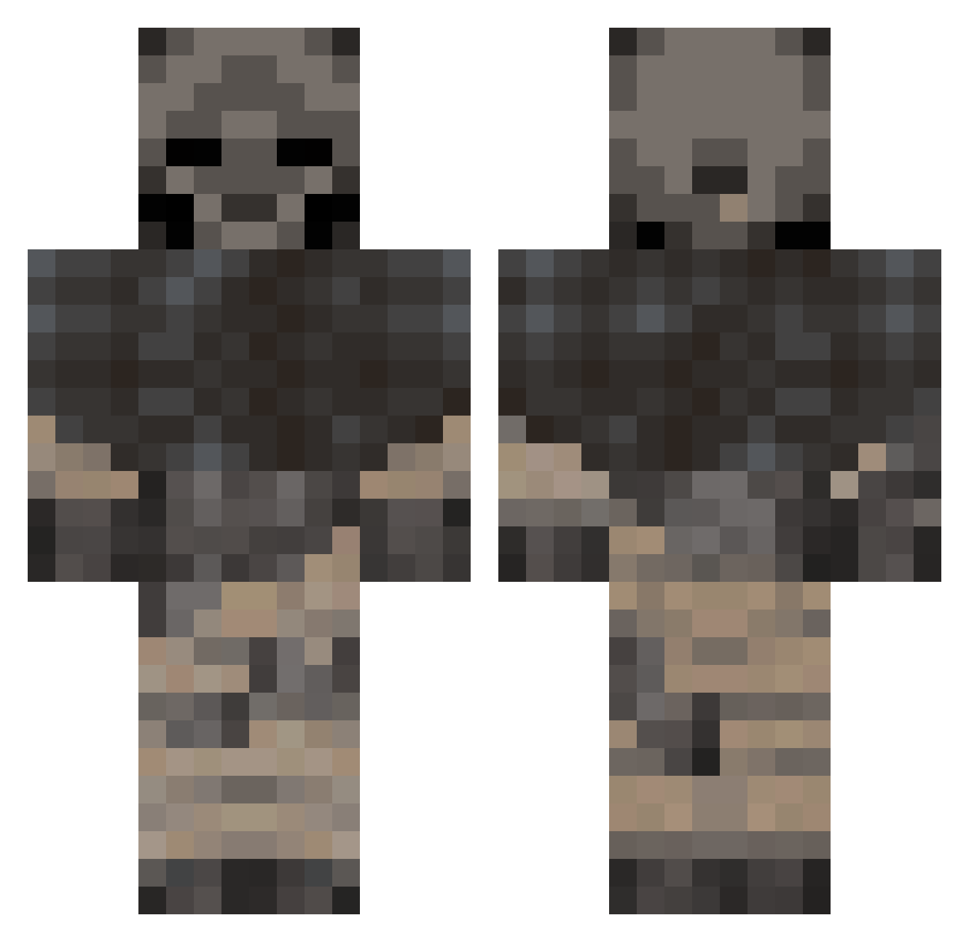 Wraith65 Minecraft skin, front and back view