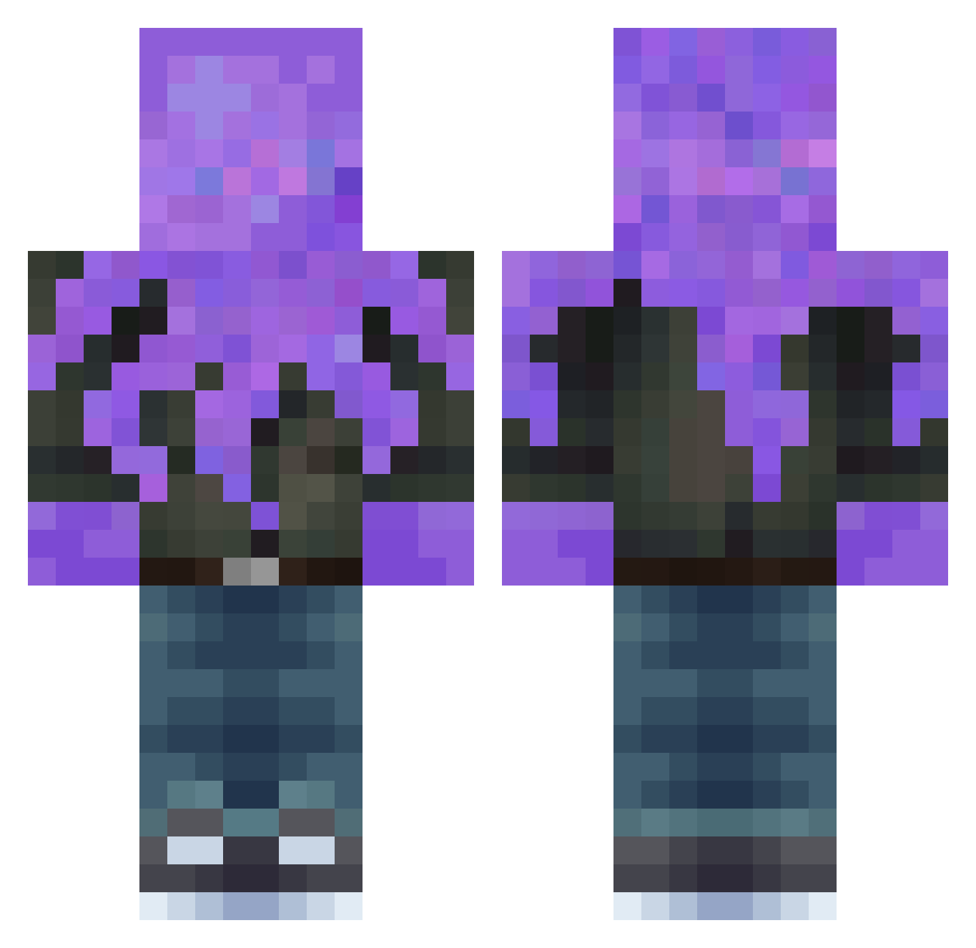 fantomspindeln Minecraft skin, front and back view