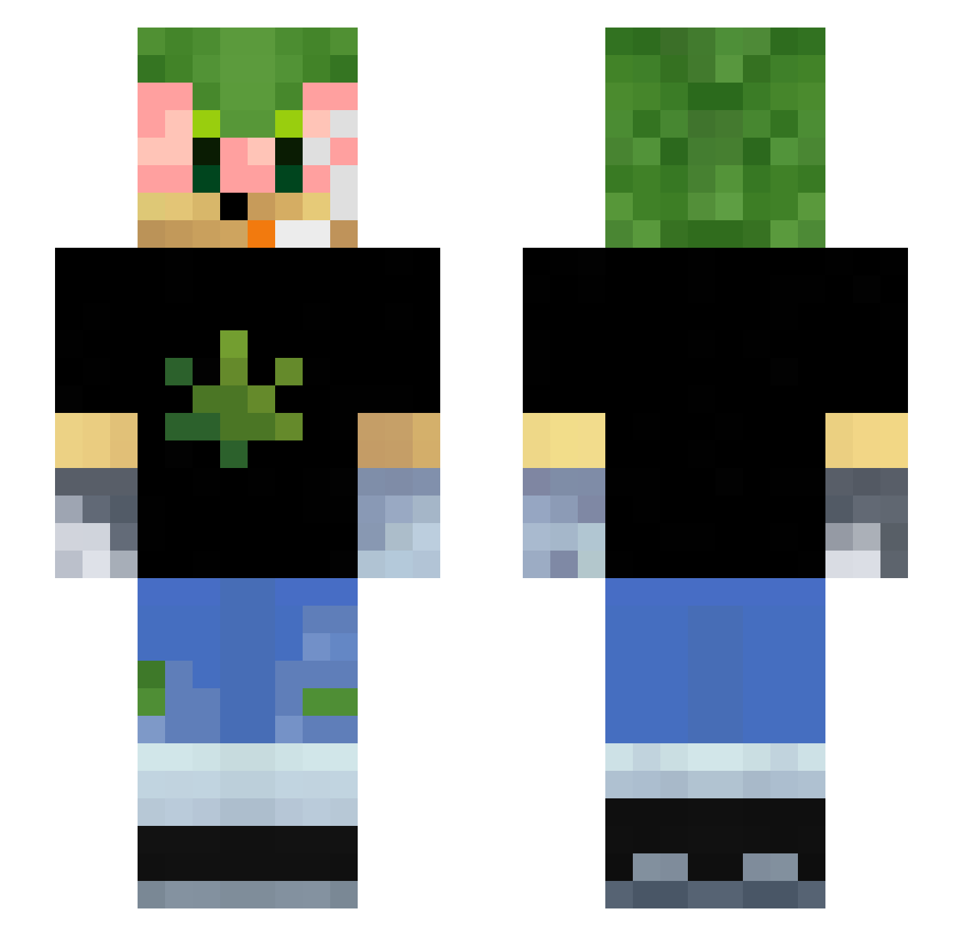 kelokili Minecraft skin, front and back view
